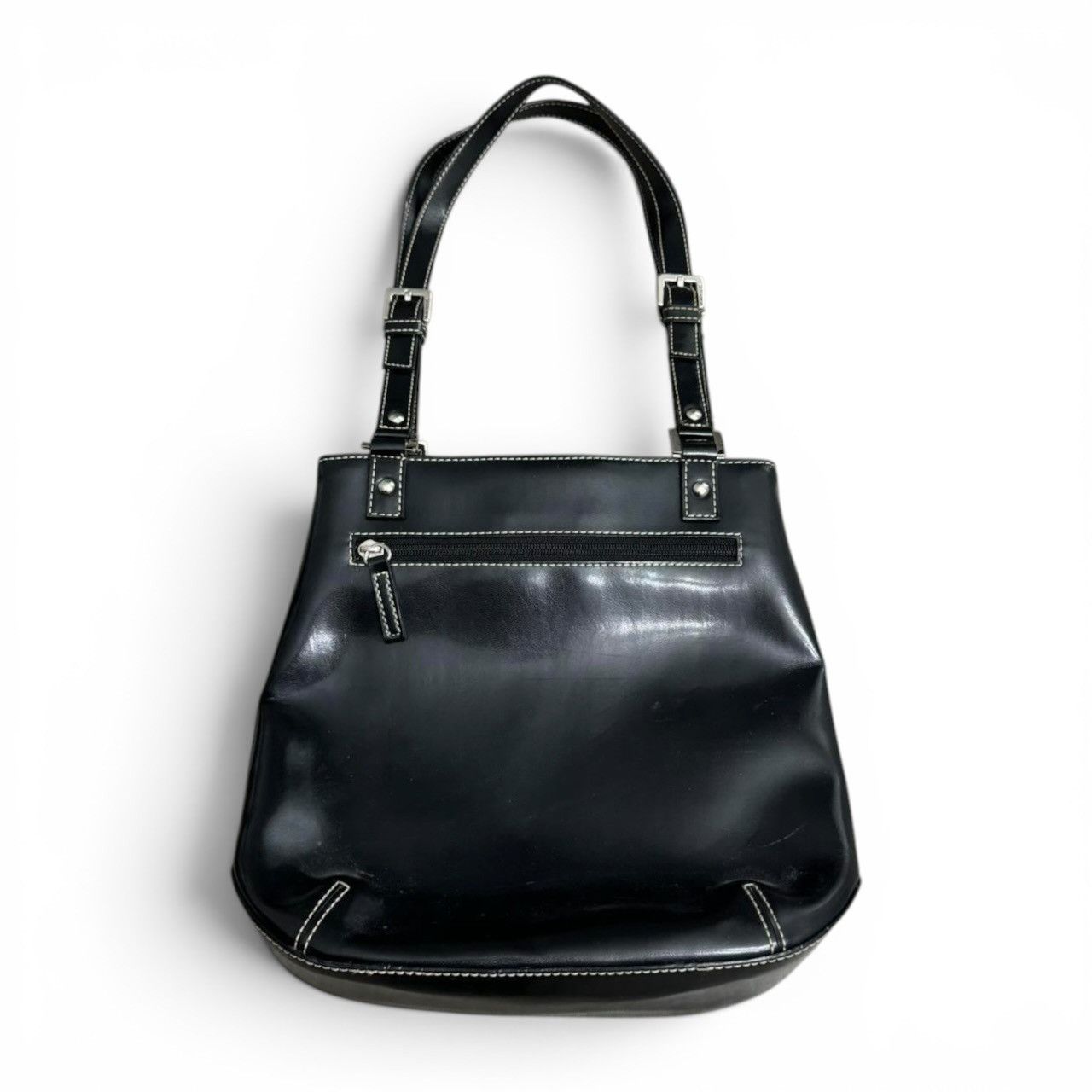 Guess Y2K Guess Black Patent Leather Shoulder Bag Silver Hardware Size ONE SIZE - 6 Thumbnail