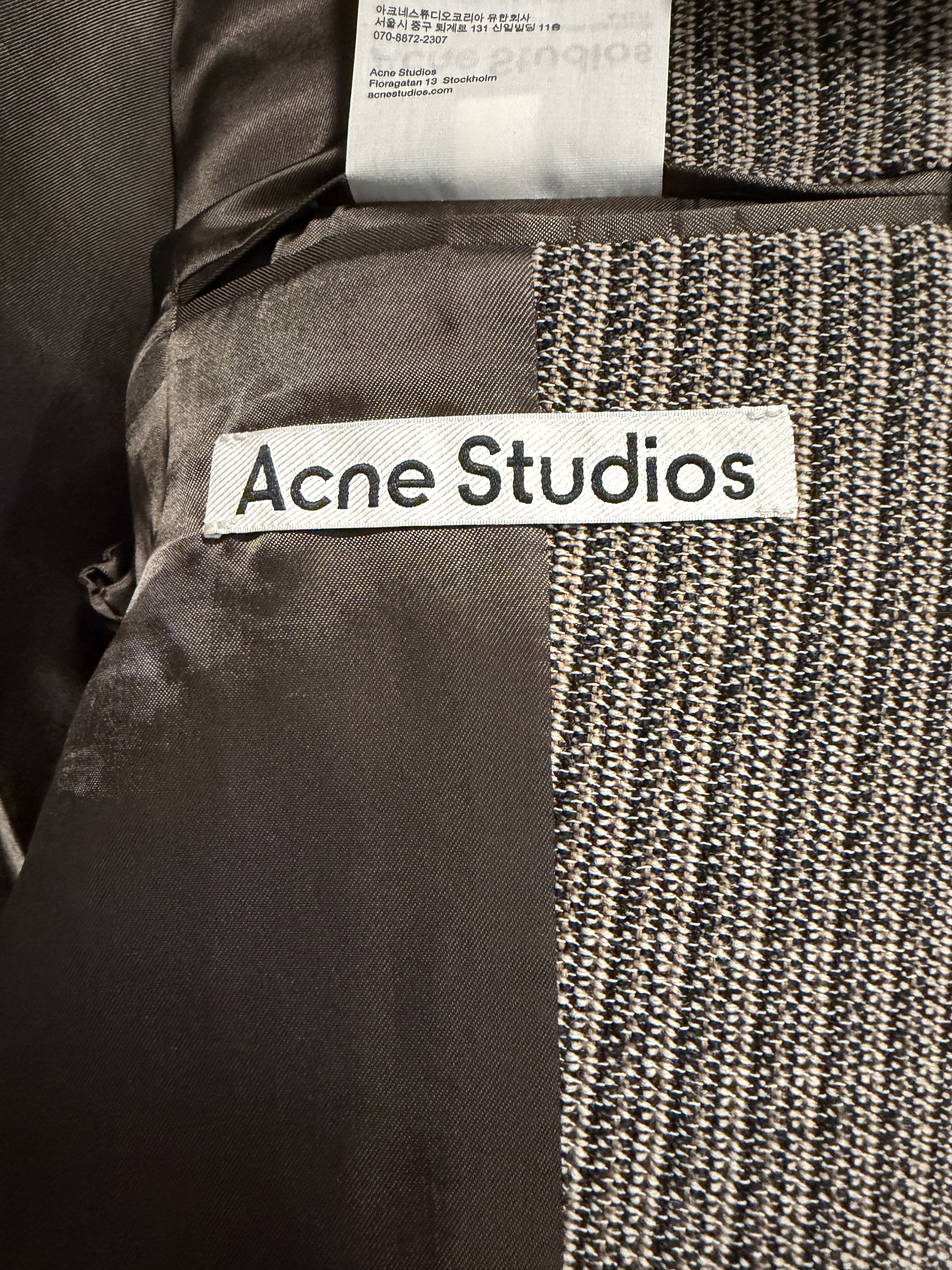 Acne Studios Acne Studios Pinstripe Wool Blazer- Multi Taupe Size XS / US 0-2 / IT 36-38 - 6 Thumbnail