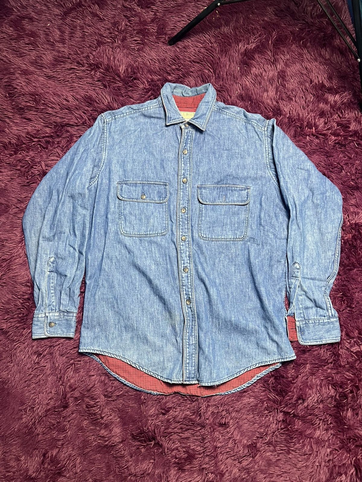 L.L. Bean Vintage L.L. Bean Flannel-Lined Denim Shirt Made in USA (46) Size US M / EU 48-50 / 2 - 1 Thumbnail