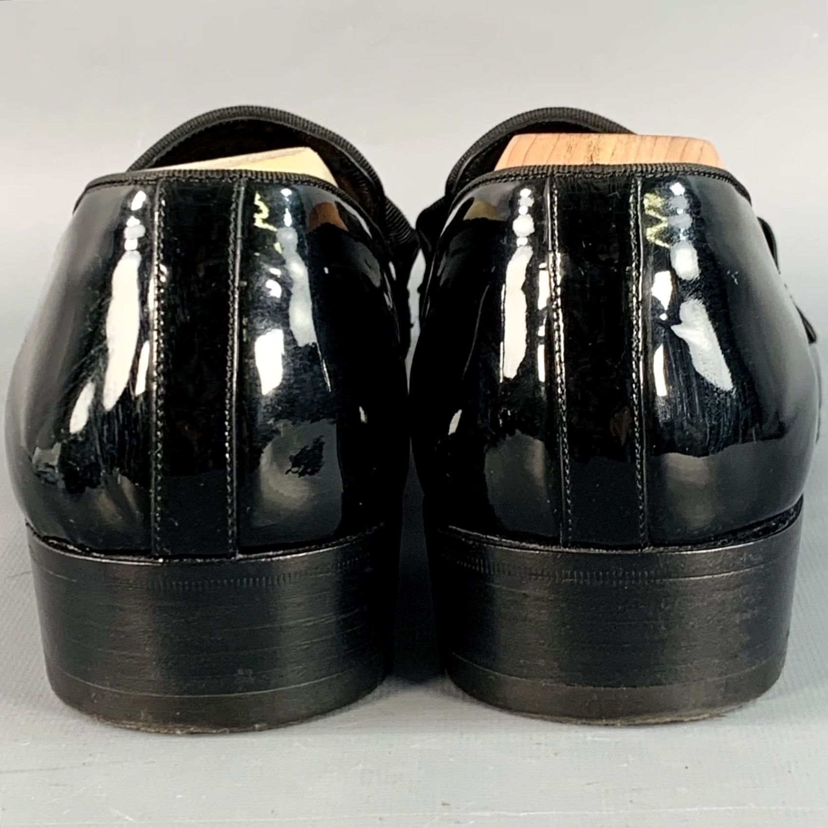 Tom Ford TOM FORD Slip On Mens Black Size Nero Patent Leather Grosgrain Trim Loafers Size US 11 / EU 44 - 3 Thumbnail