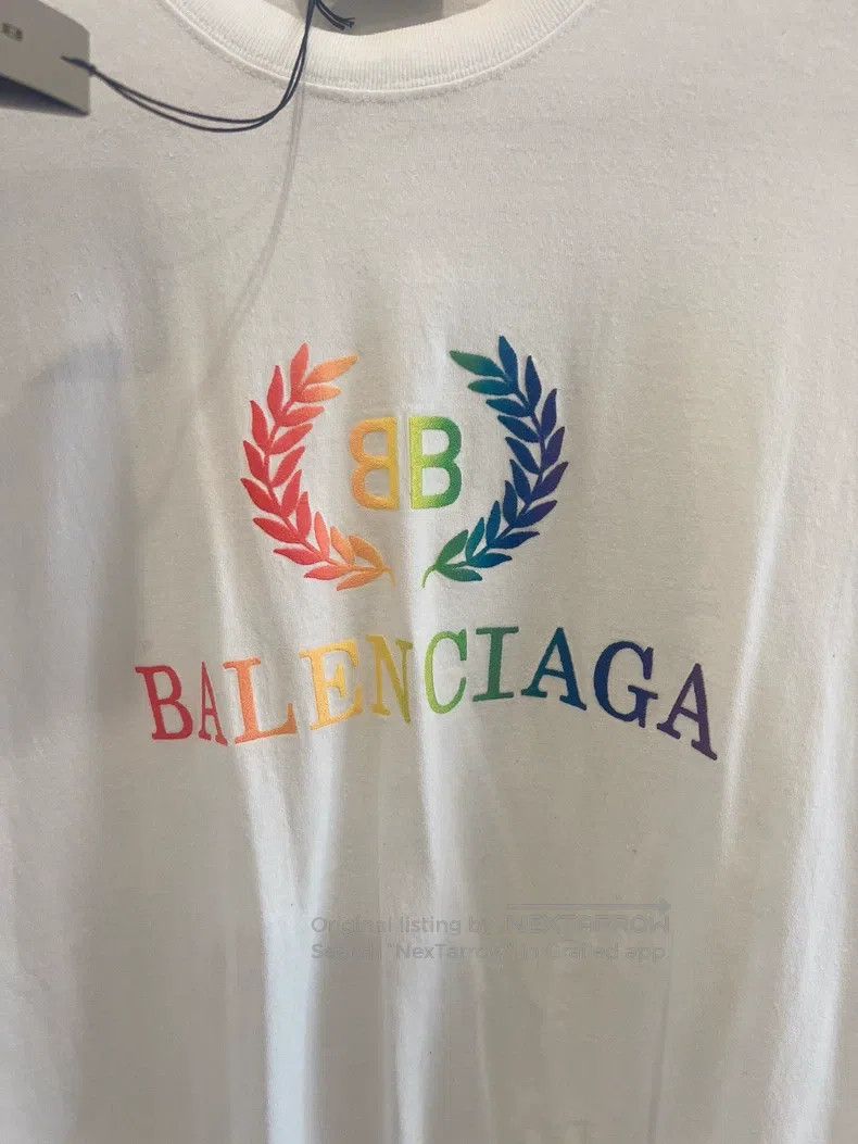 Balenciaga Balenciaga Rainbow Double B Short Sleeve T-Shirt Size US S / EU 44-46 / 1 - 2 Thumbnail