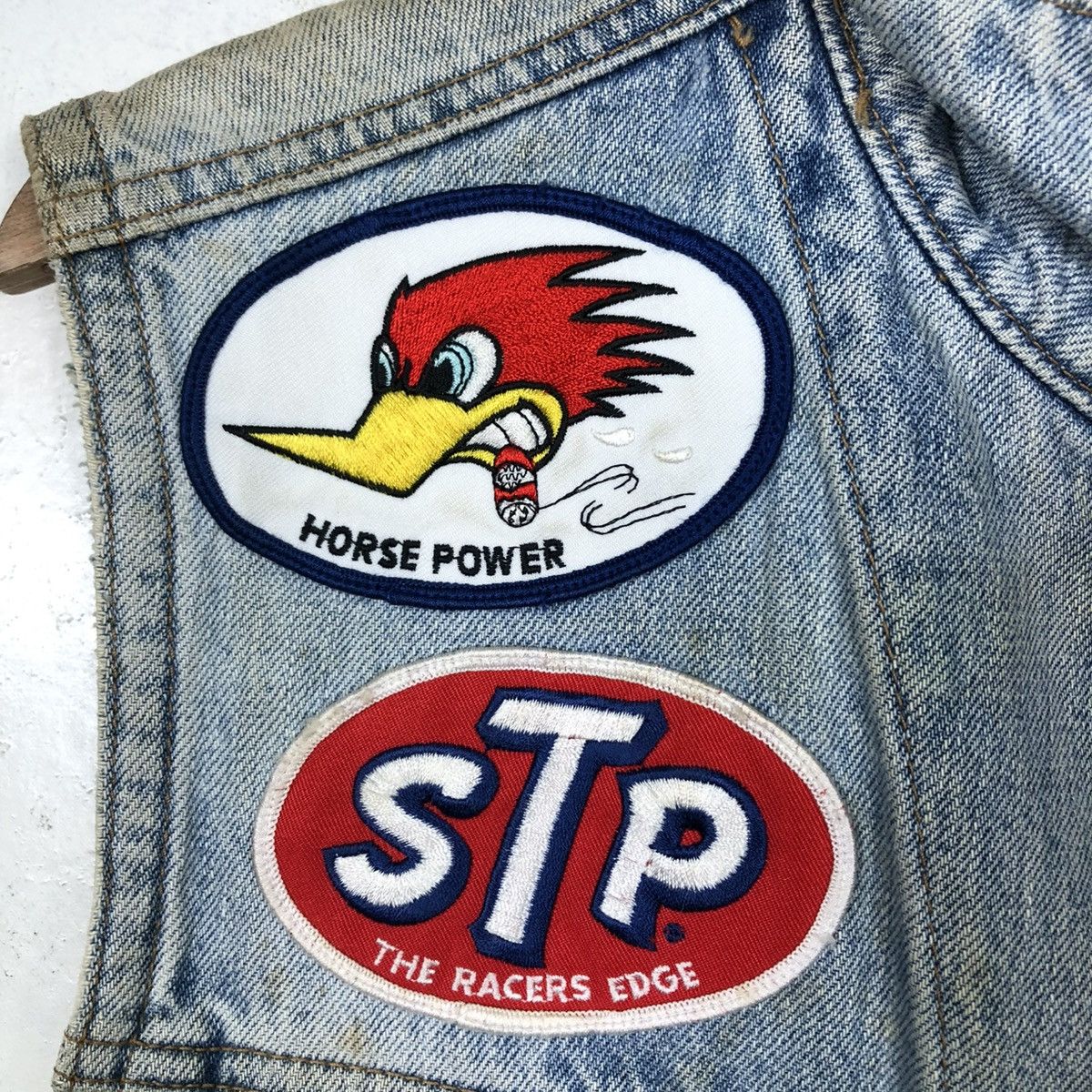 Japanese Brand 🔥DISTRESSED DENIM TANK TOP SLEEVELESS BIG JOHN USA PATCHES Size US M / EU 48-50 / 2 - 23 Thumbnail