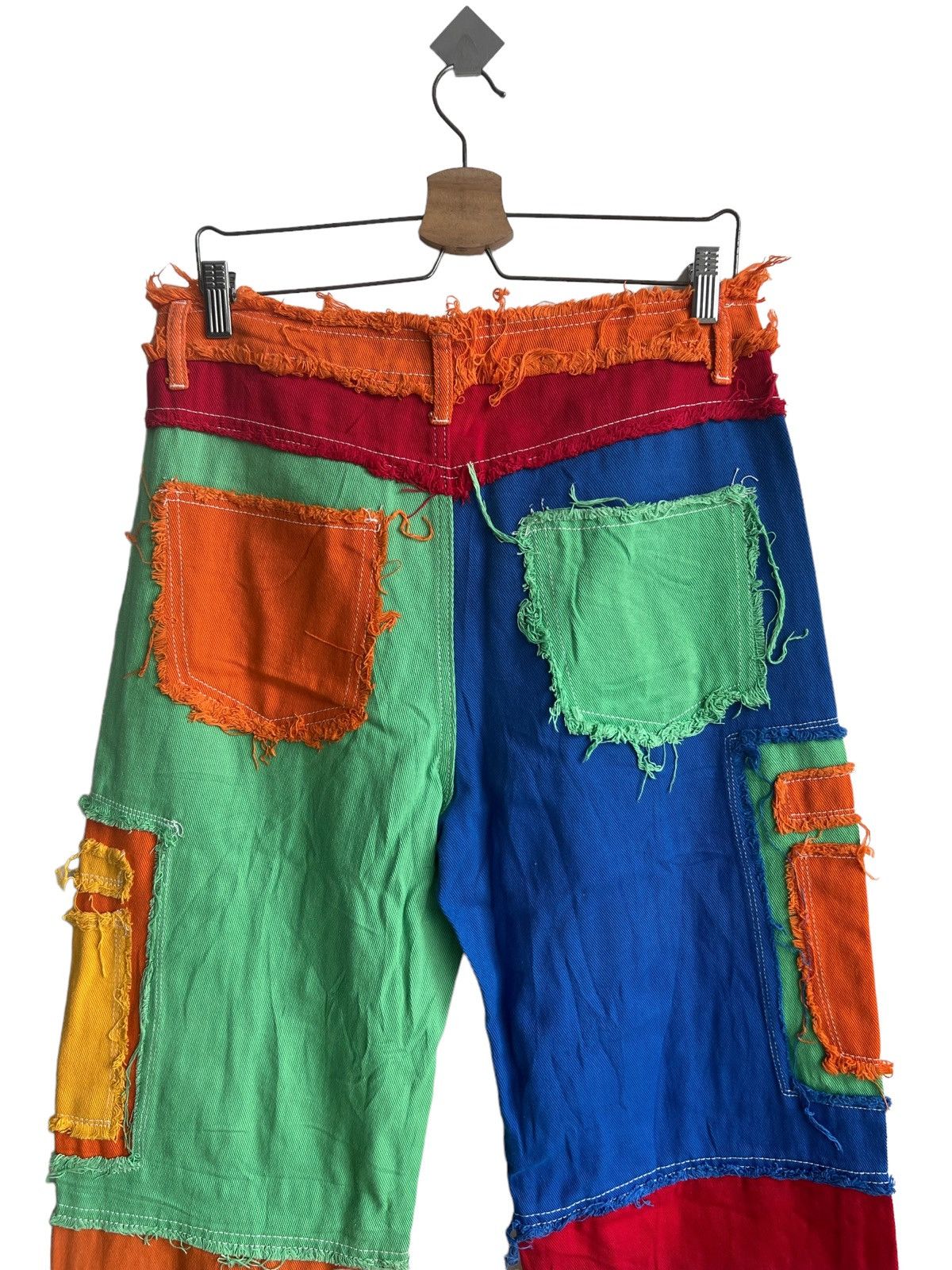 Japanese Brand Insane Beautiful Crazy Patchwork Multicolor Baggy Denim Jean Size US 33 - 8 Thumbnail