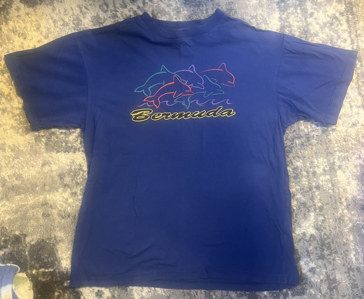 Vintage VINTAGE Davison’s Bermuda dolphin t-shirt - blue - XL Size US XL / EU 56 / 4 - 1 Thumbnail