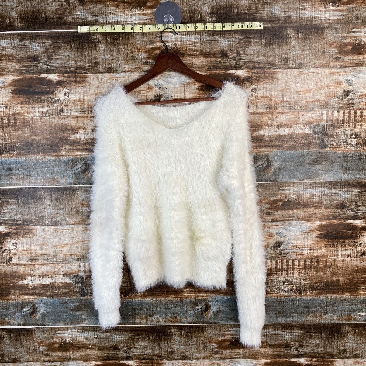 DL Azul White Mohair fur shaggy Knitwear #C1043