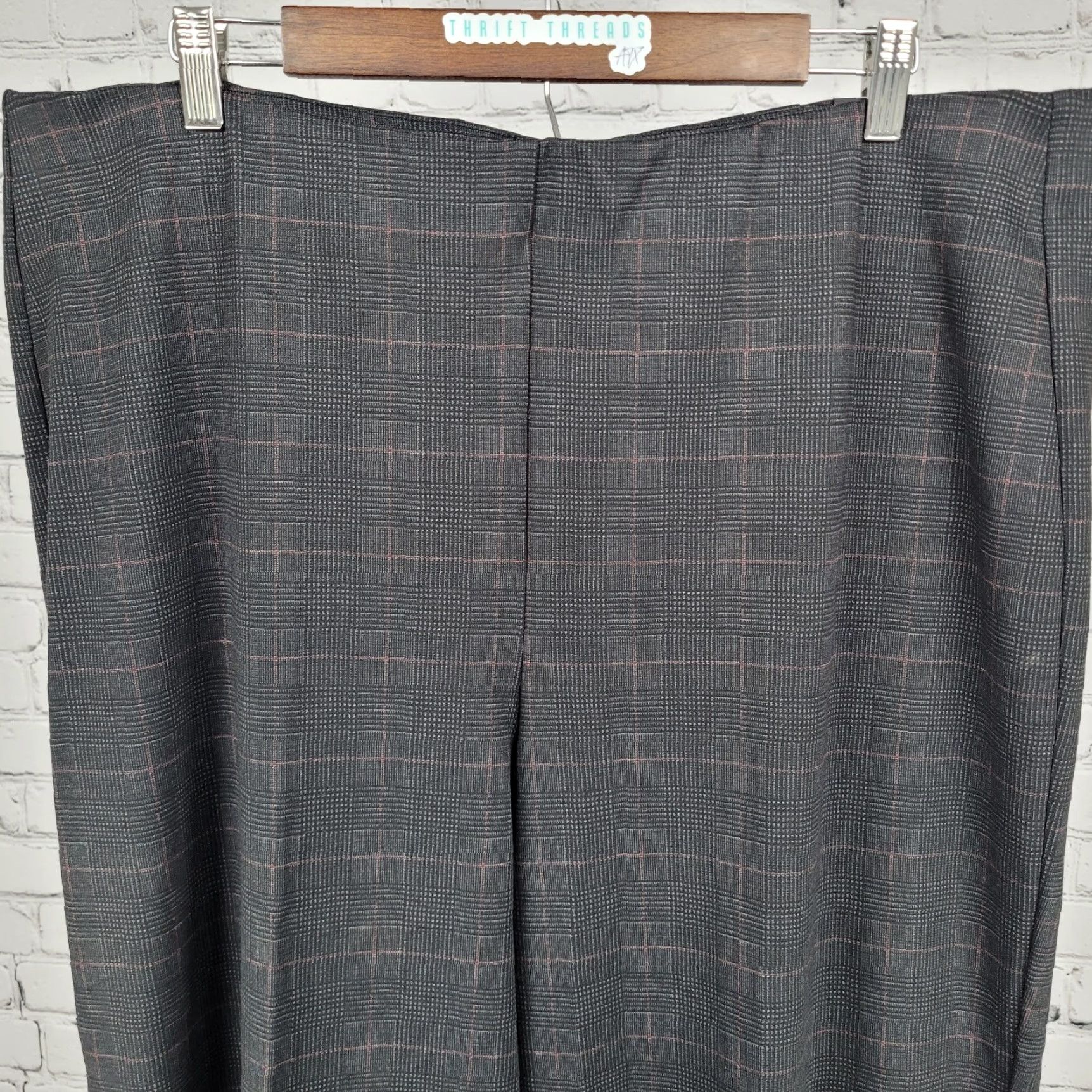 Jones New York Jones JNY Black Glen Check Pull On Wide Leg High Rise Pants 2X NWT (38x29.5) Size 40" / US 18 - 5 Thumbnail