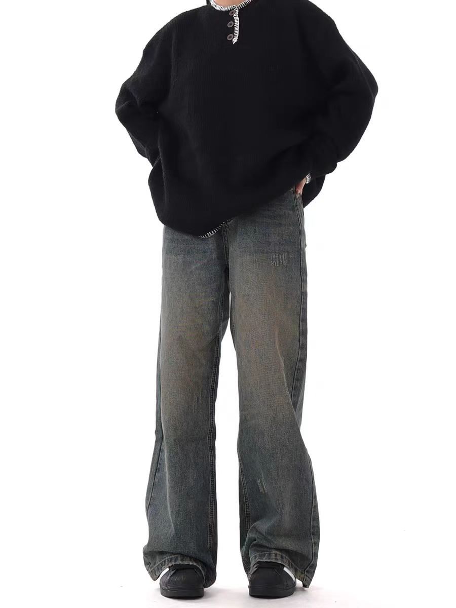 Japanese Brand × Jean Vintage washed casual straight-leg distressed baggy jeans Size US 34 / EU 50 - 2 Thumbnail