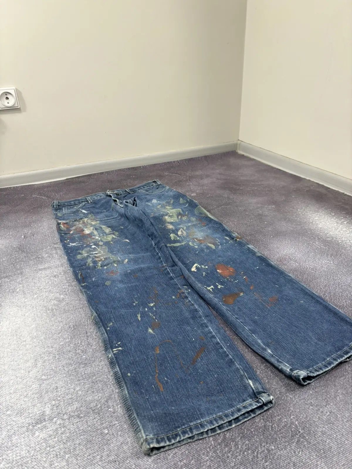 Dickies × Vintage Vintage Dickies USA Painted Blue Denim Y2K Skate Baggy Jeans Size US 34 / EU 50 - 9 Thumbnail