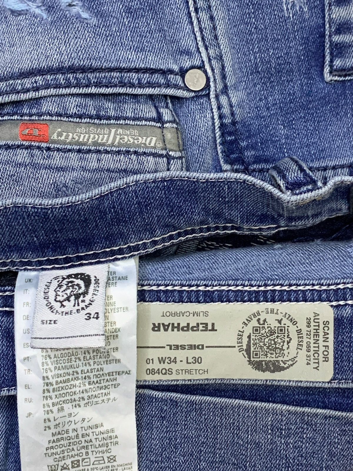 Diesel SALES🔥Vintage Diesel Patched Distressed Slim Fit Jeans Size US 35 - 9 Thumbnail