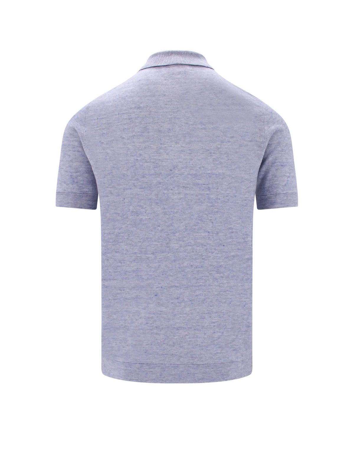 Brunello Cucinelli o1w1db10725 Ribbed Knit Polo Shirt in Light Blue Size US S / EU 44-46 / 1 - 2 Thumbnail
