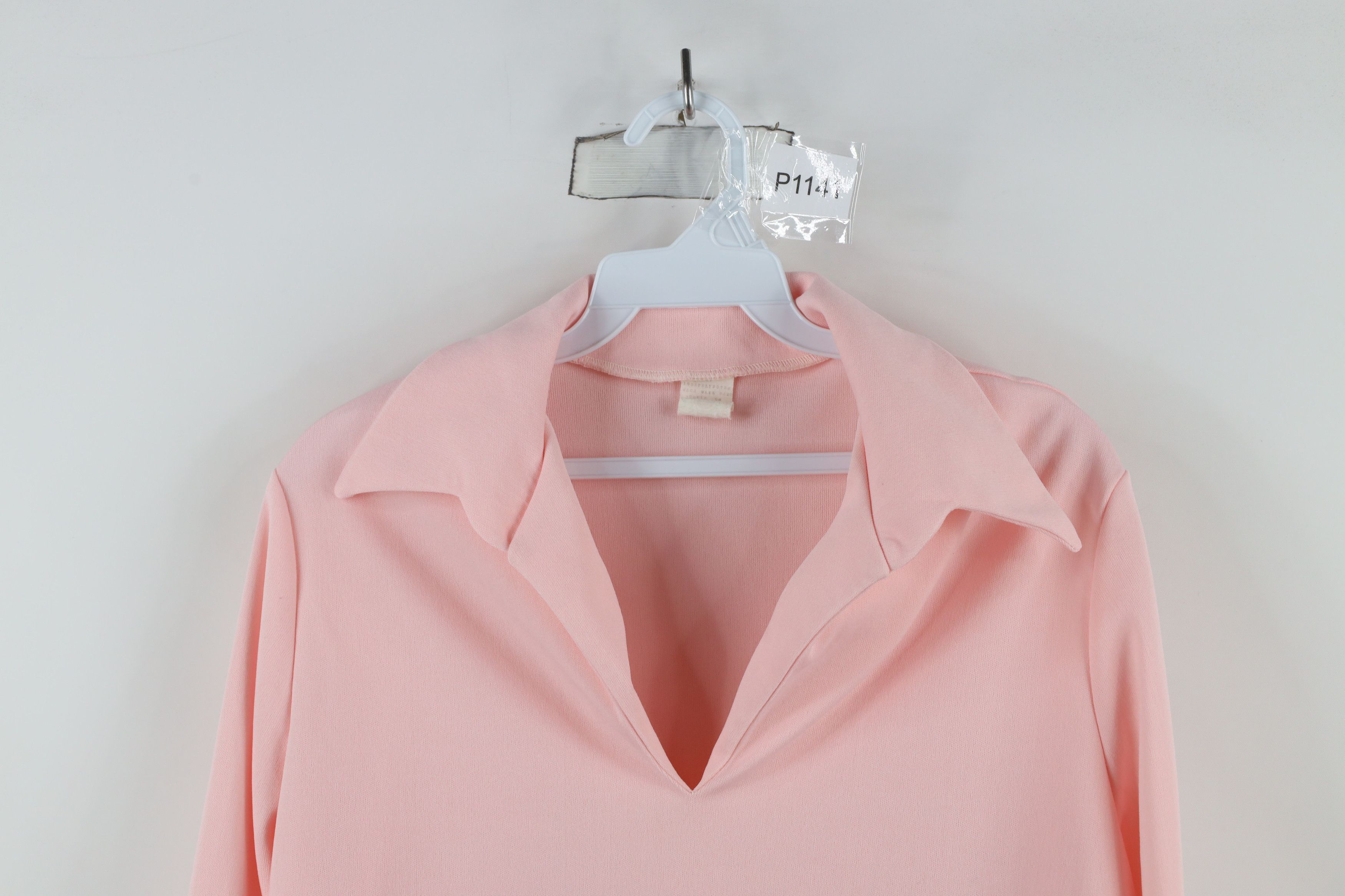 Vintage Vintage 70s Streetwear Collared Long Sleeve Polo Pink USA Size XXL / US 16-18 / IT 52-54 - 2 Thumbnail