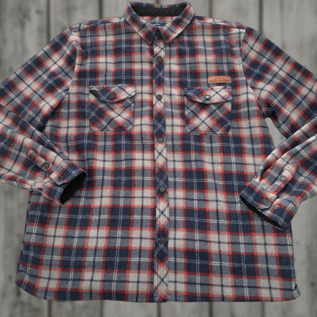 Vintage Simply Southern Fleece Shirt Mens Large Blue Gray Plaid Snap Front Pockets SOFT Size US L / EU 52-54 / 3 - 1 Thumbnail
