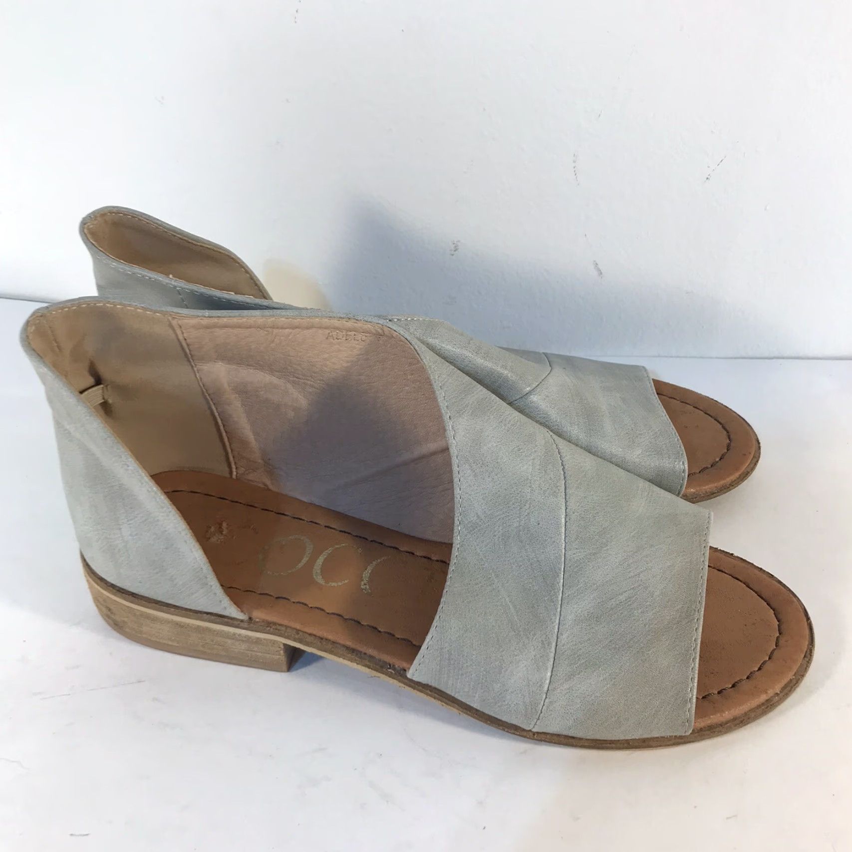 Vintage Ccocci Adele Gray Leather Slides Peep Toe Women’s Size 7 Low Heel Size US 7 / IT 37 - 2 Thumbnail