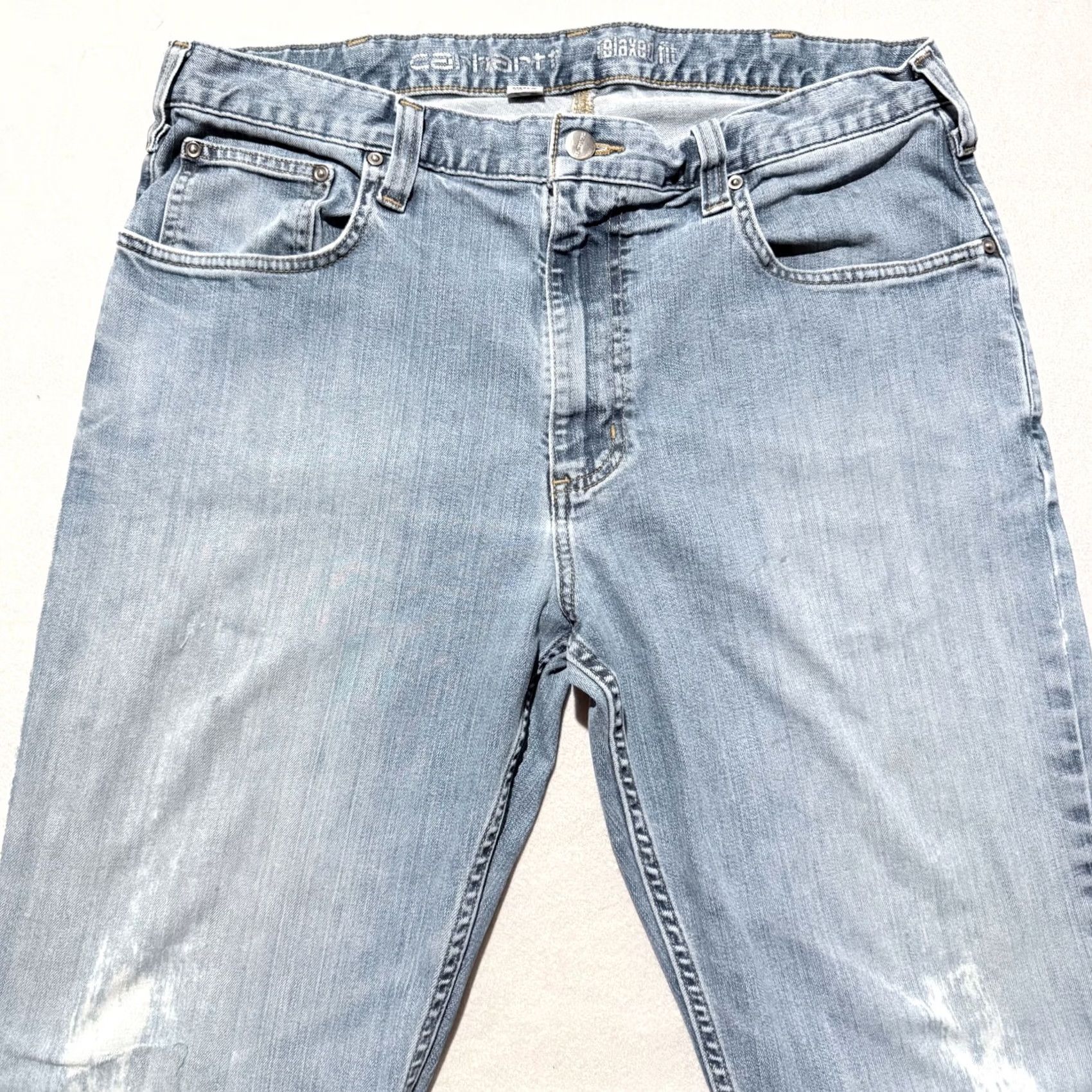 Carhartt Carhartt Jeans Men Blue Denim Stretch Mid Rise Relaxed Straight 35x31.5 Jeans Mens Blue Mid Rise Stretch Denim Carhartt Jeans - 35x31.5 Size US 35 - 2 Thumbnail