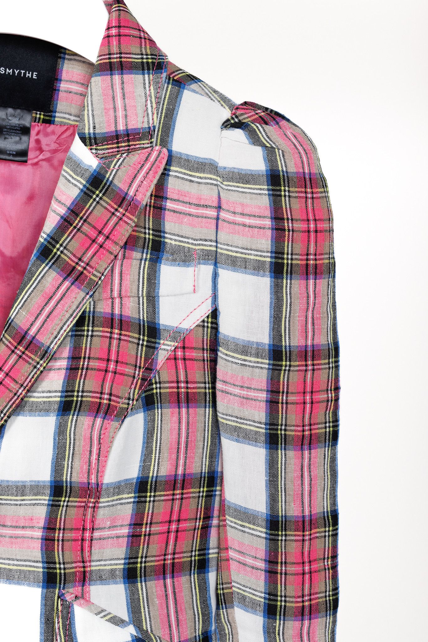 SMYTHE Smythe SS/20 Madras Plaid Pouf Sleeve One Button Blazer Size S / US 4 / IT 40 - 5 Thumbnail