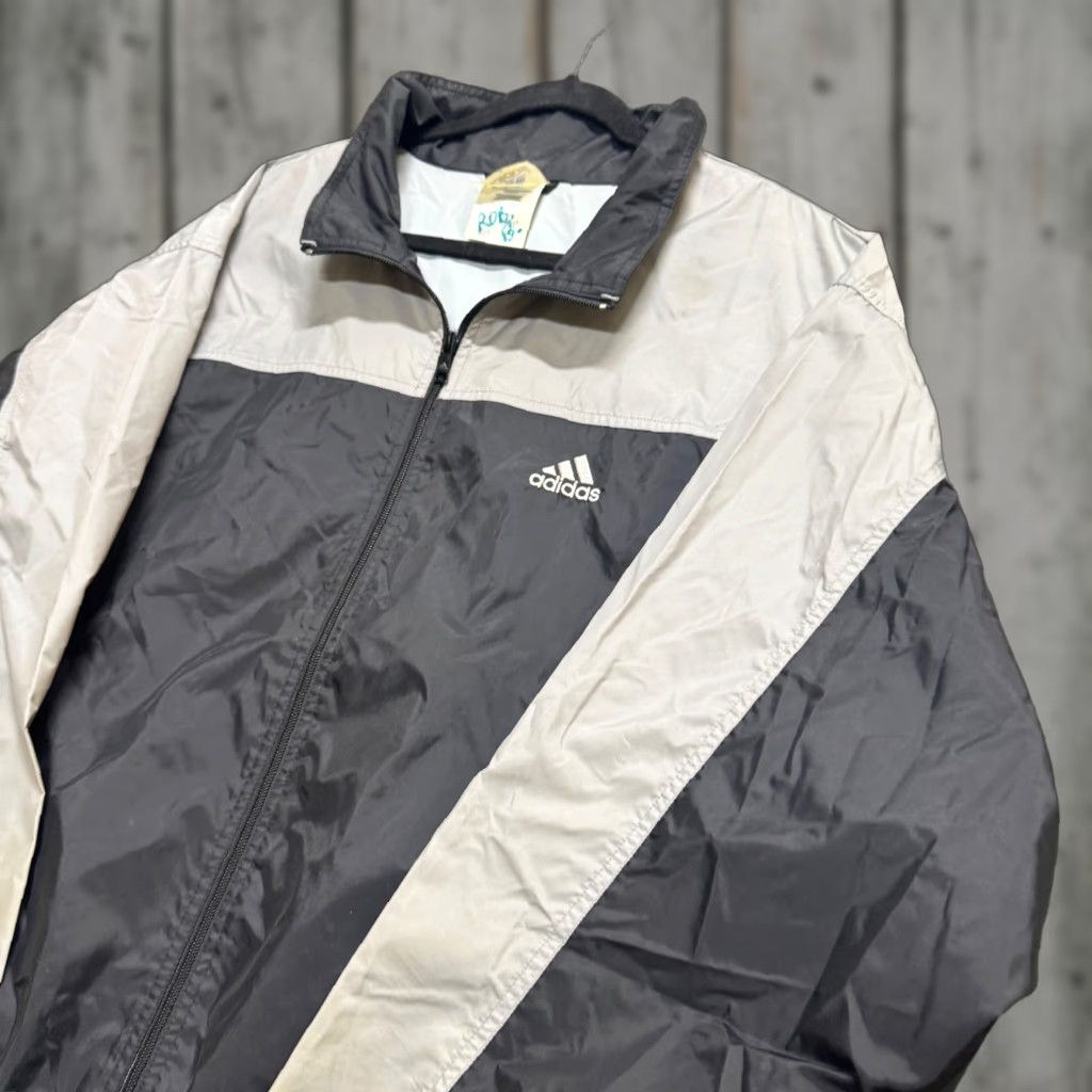 Adidas VTG Adidas Jacket Mens XXL Black 90s Gray Y2K Nylon Windbreaker Track Jacket Mens XXL Black Track Jacket Distressed Vintage Windbreaker Size US XXL / EU 58 / 5 - 1 Thumbnail