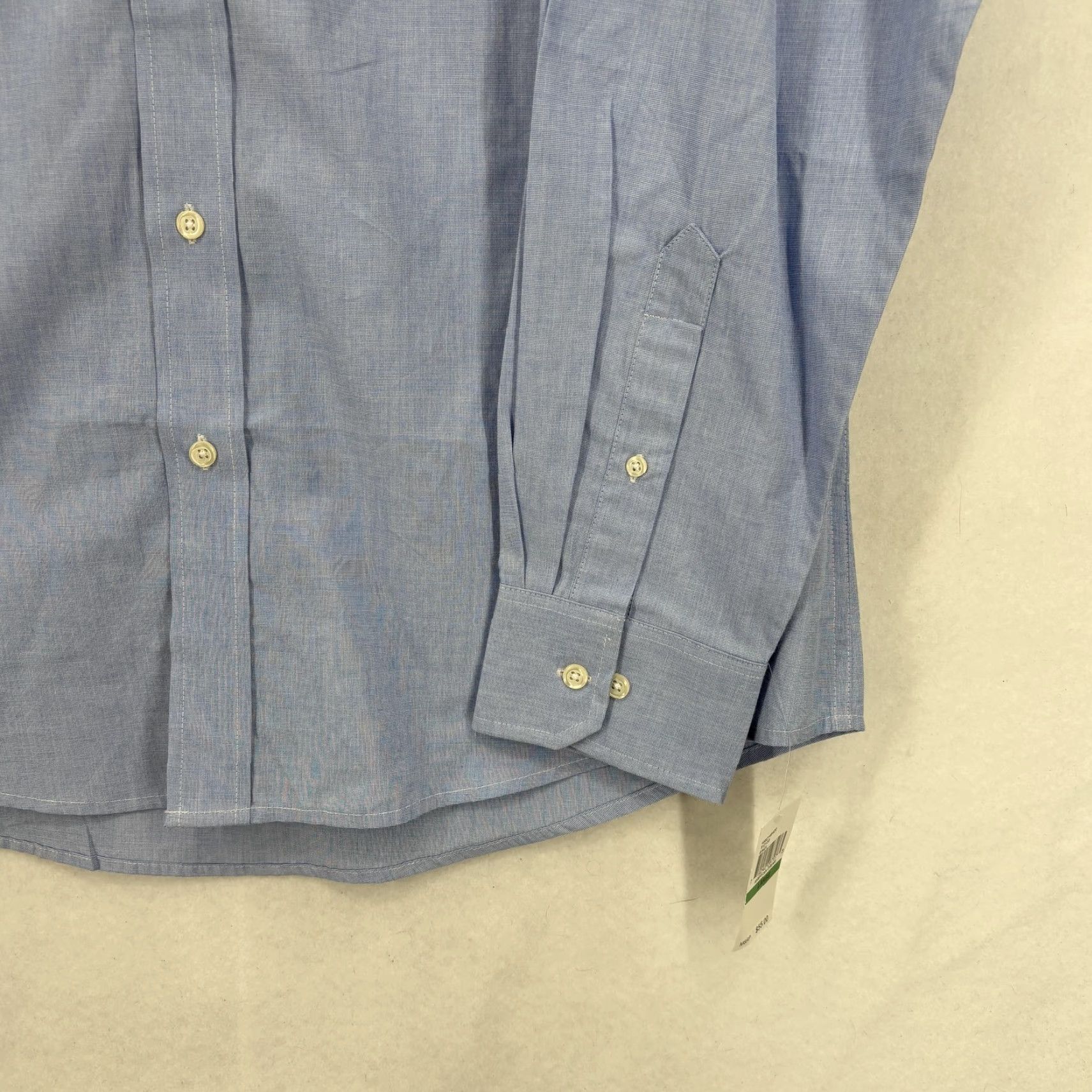 Izod VINTAGE: IZOD Shirt Mens L Blue Solid Long Sleeve Button Up Pocket Cotton Casual NWT Size US L / EU 52-54 / 3 - 3 Thumbnail