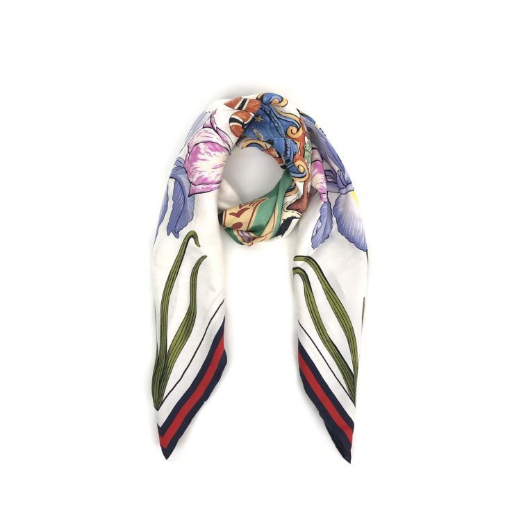 Gucci Gucci Floral Snake Print Silk Scarf 90x90cm Size ONE SIZE - 1 Thumbnail