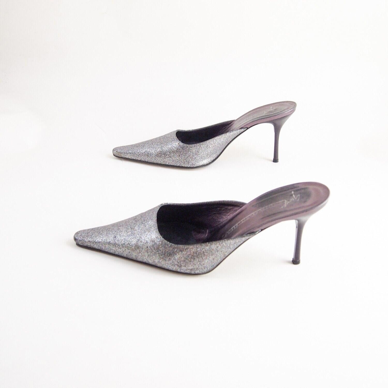 Giuseppe Zanotti Zanotti Mules Sandals Silver Glitter Leather US 9 EU 39 $620 Size US 9 / IT 39 - 2 Thumbnail