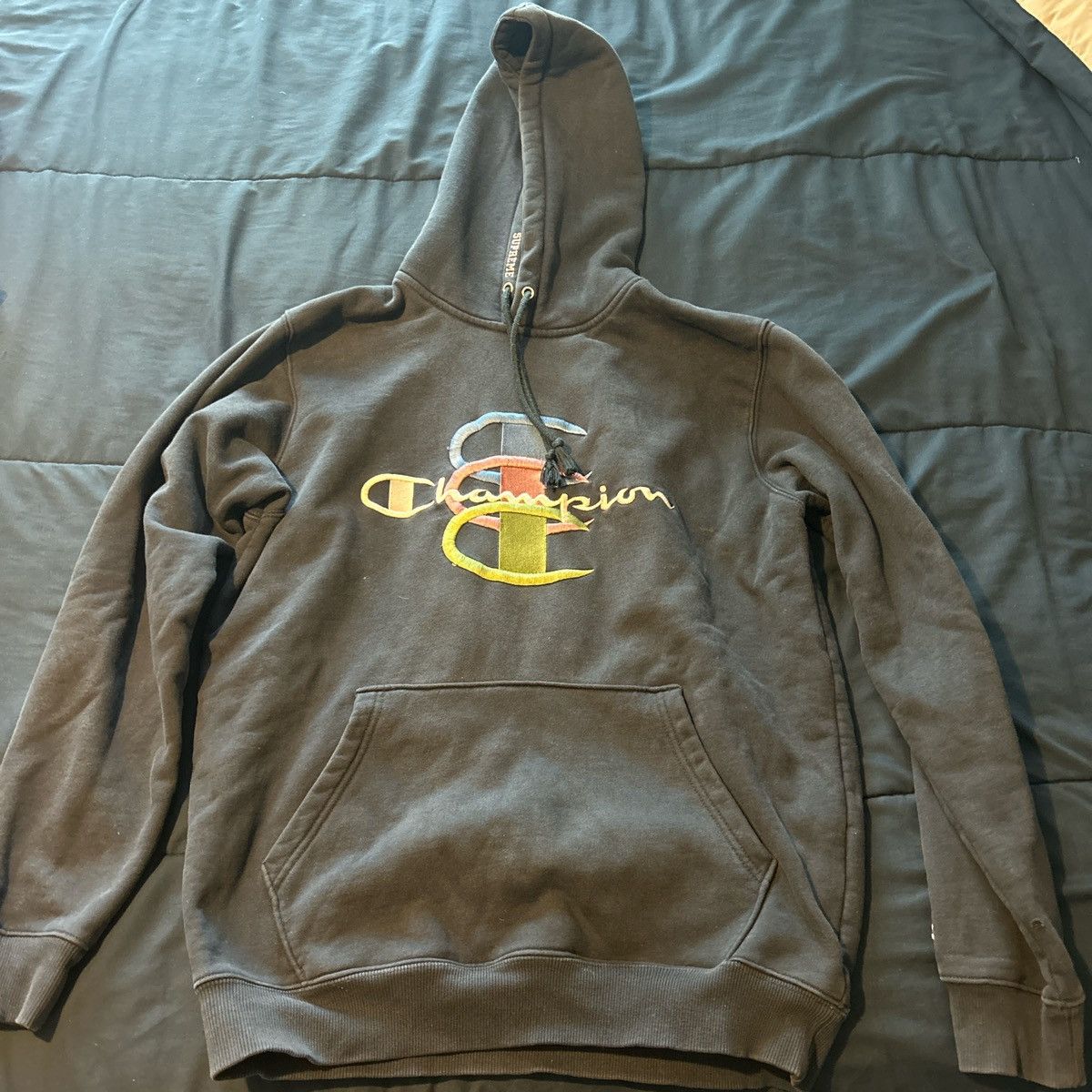 Supreme Supreme x Champion Navy Triplestack Logo hoodie size m Size US M / EU 48-50 / 2 - 1 Thumbnail