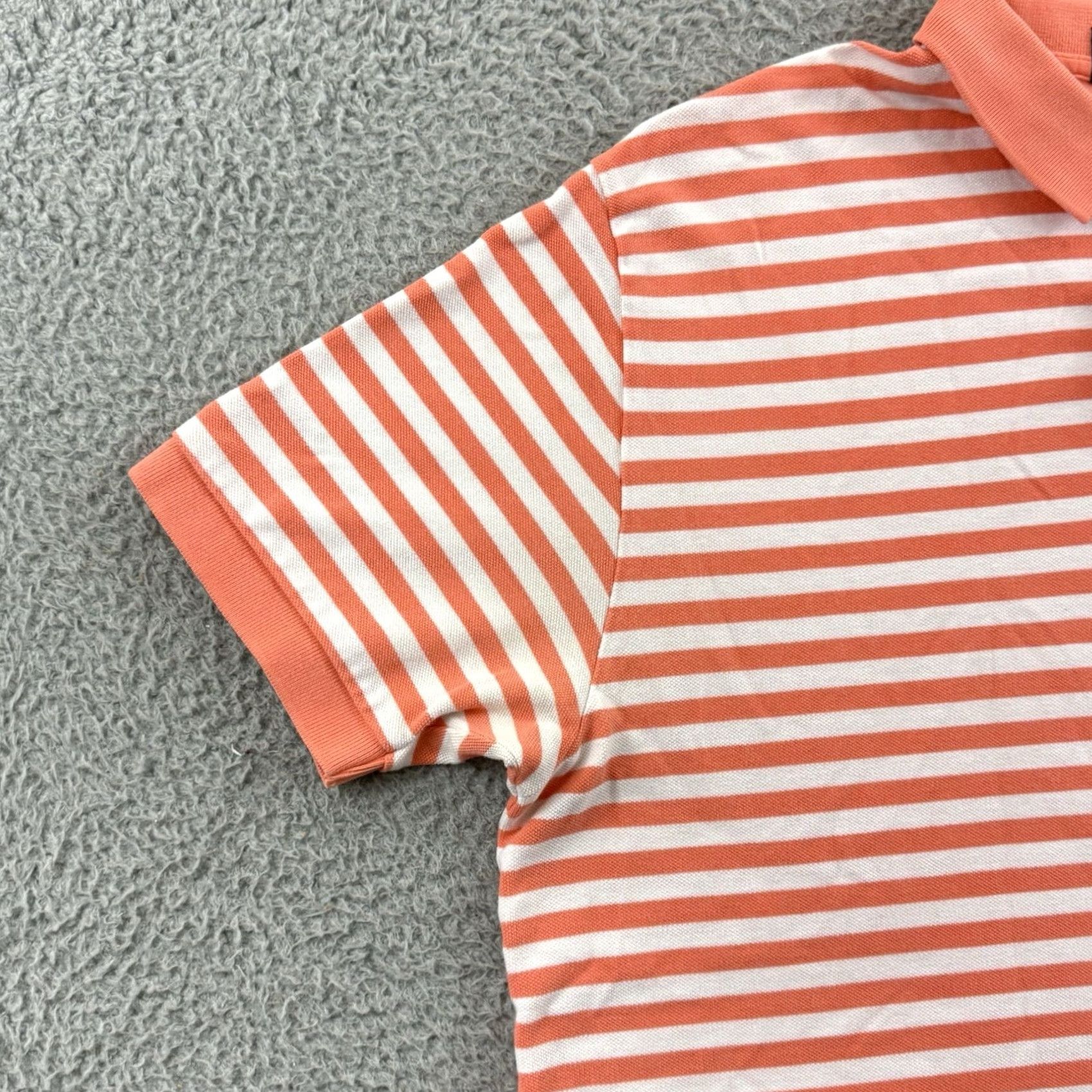 Polo Ralph Lauren Polo Ralph Lauren Shirt XL Orange Striped Polo Mens Short Sleeve Ribbed Knit Pocket Logo Preppy Classic Rugby Golf Size US XL / EU 56 / 4 - 4 Thumbnail