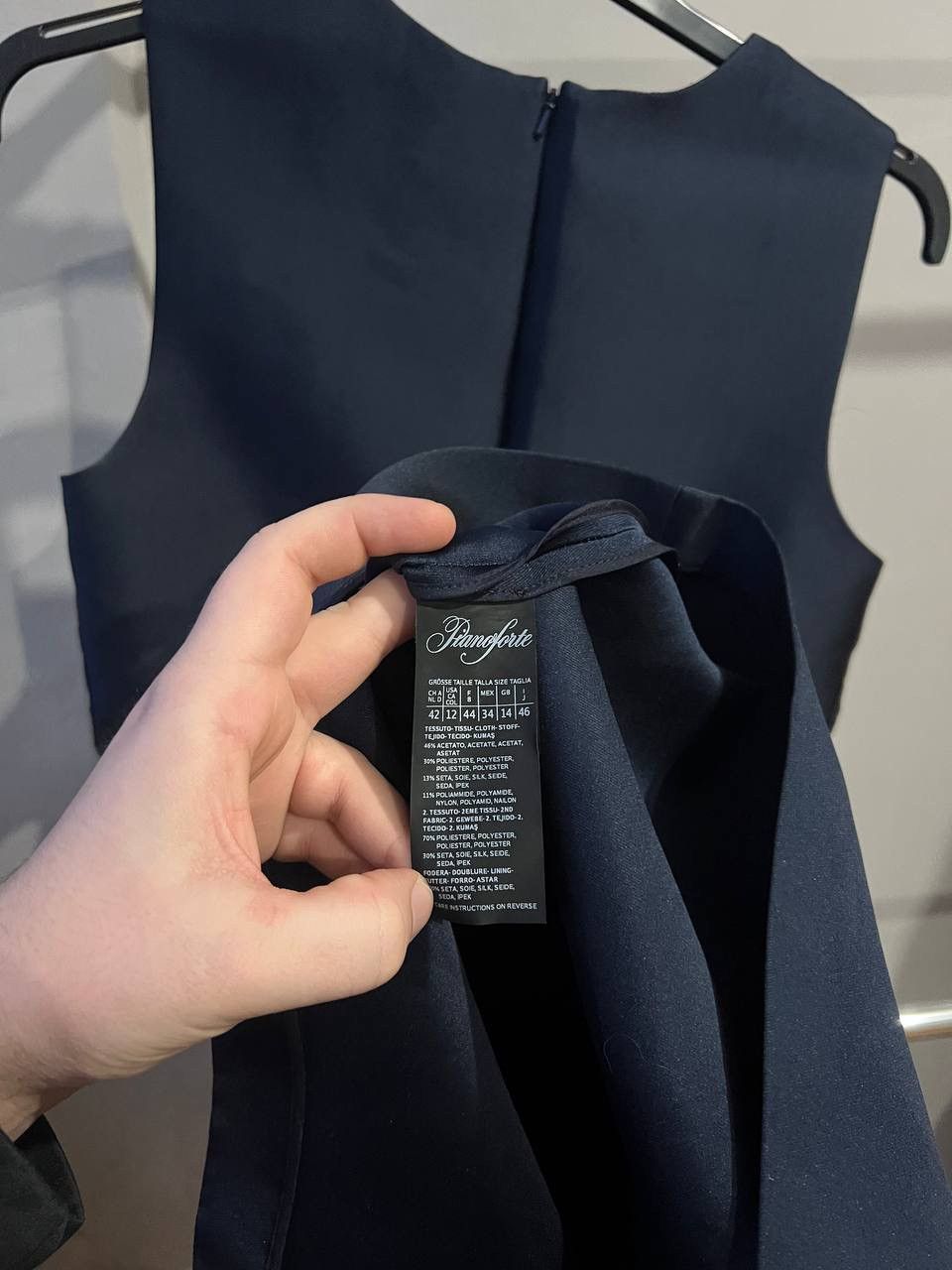 Max Mara PIANOFORTE BY MAX MARA NAVY SOLID EVENING MIDI DRESS SZ US12 Size XL / US 12-14 / IT 48-50 - 8 Thumbnail