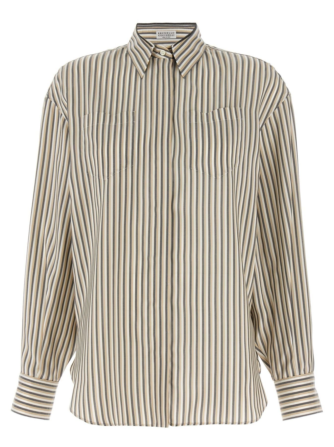 Brunello Cucinelli o1y0725 Striped Shirt in Multicolor Size XXL / US 16-18 / IT 52-54 - 1 Thumbnail
