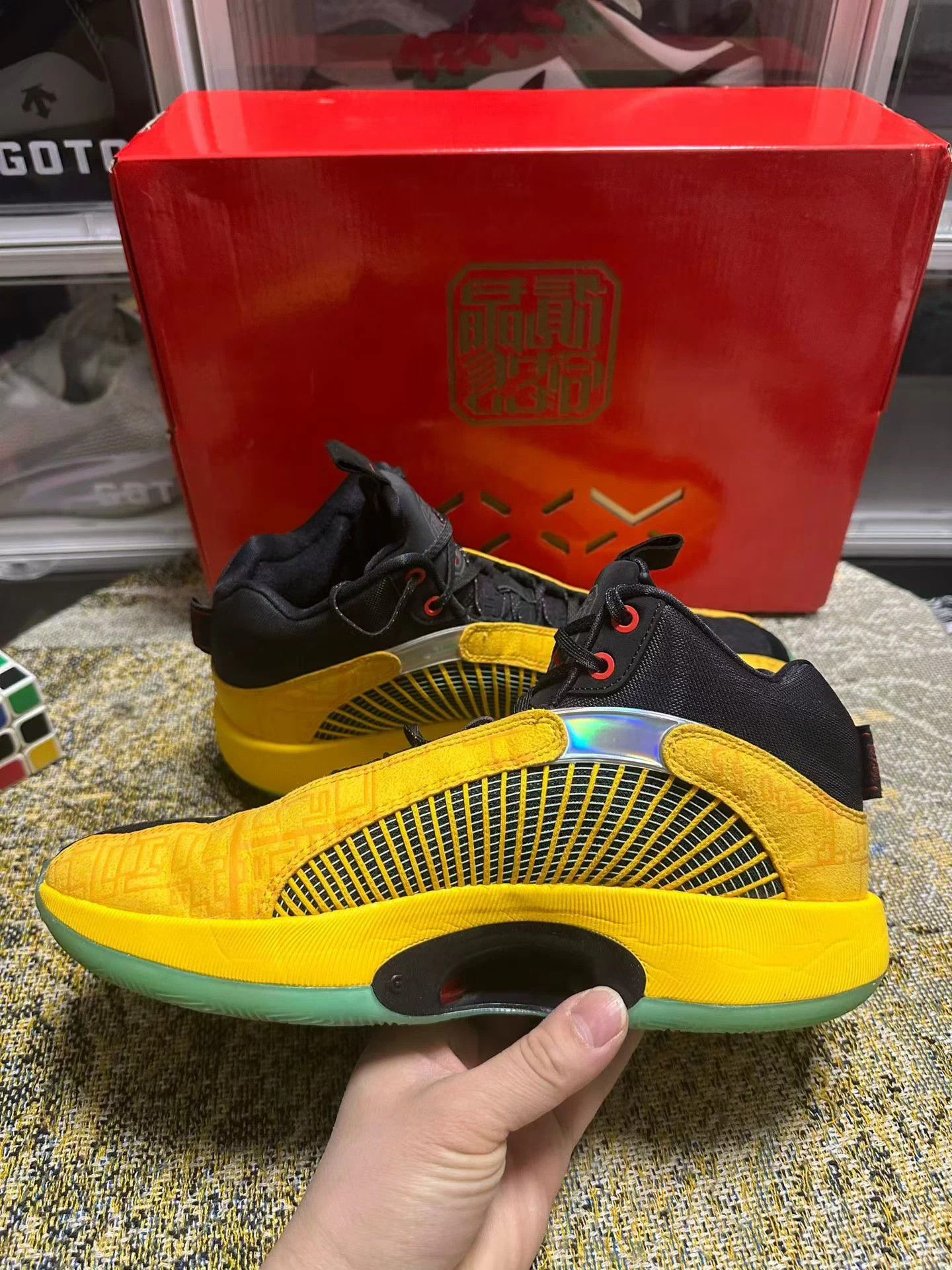 Nike Air Jordan 35 FC PF Dynasties black yellow unisex mid Size US 9 / EU 42 - 2 Thumbnail