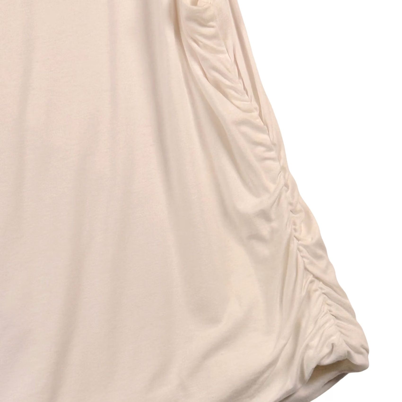 Vintage Ophelia Roe Womens 3X Mock Neck Sleeveless Top Ruched Side Minimalist NWT Basic Ivory White Jersey Knit Tank Blouse Size XXL / US 16-18 / IT 52-54 - 4 Thumbnail