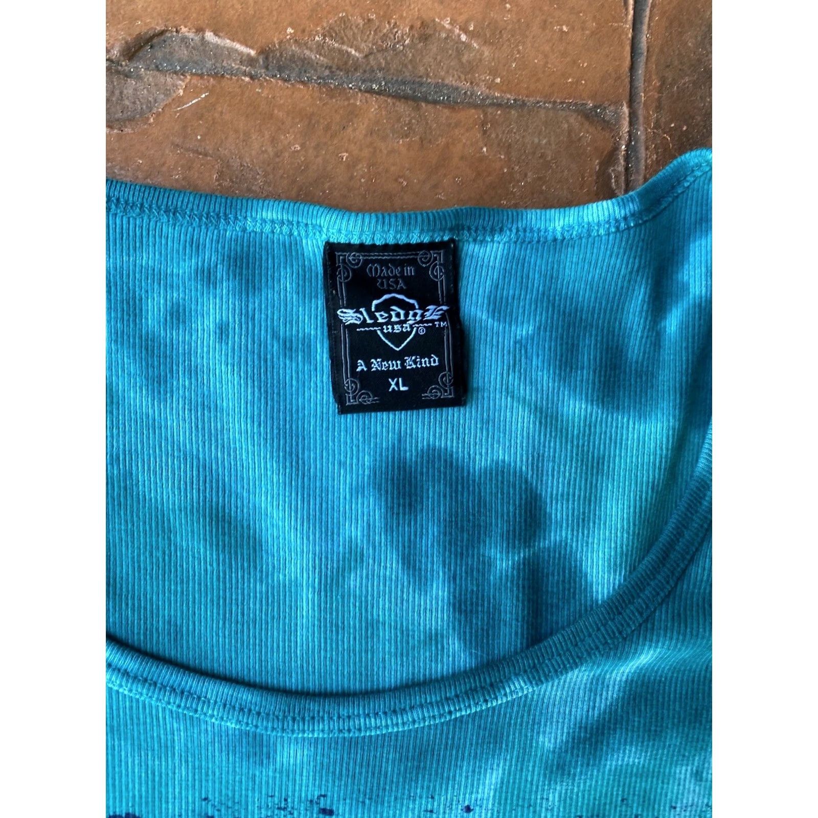 Vintage VINTAGE Sledge USA Rhinestone Top T-Shirt XL Blue Tie Dye Grunge Y2K Women Size XL / US 12-14 / IT 48-50 - 2 Thumbnail