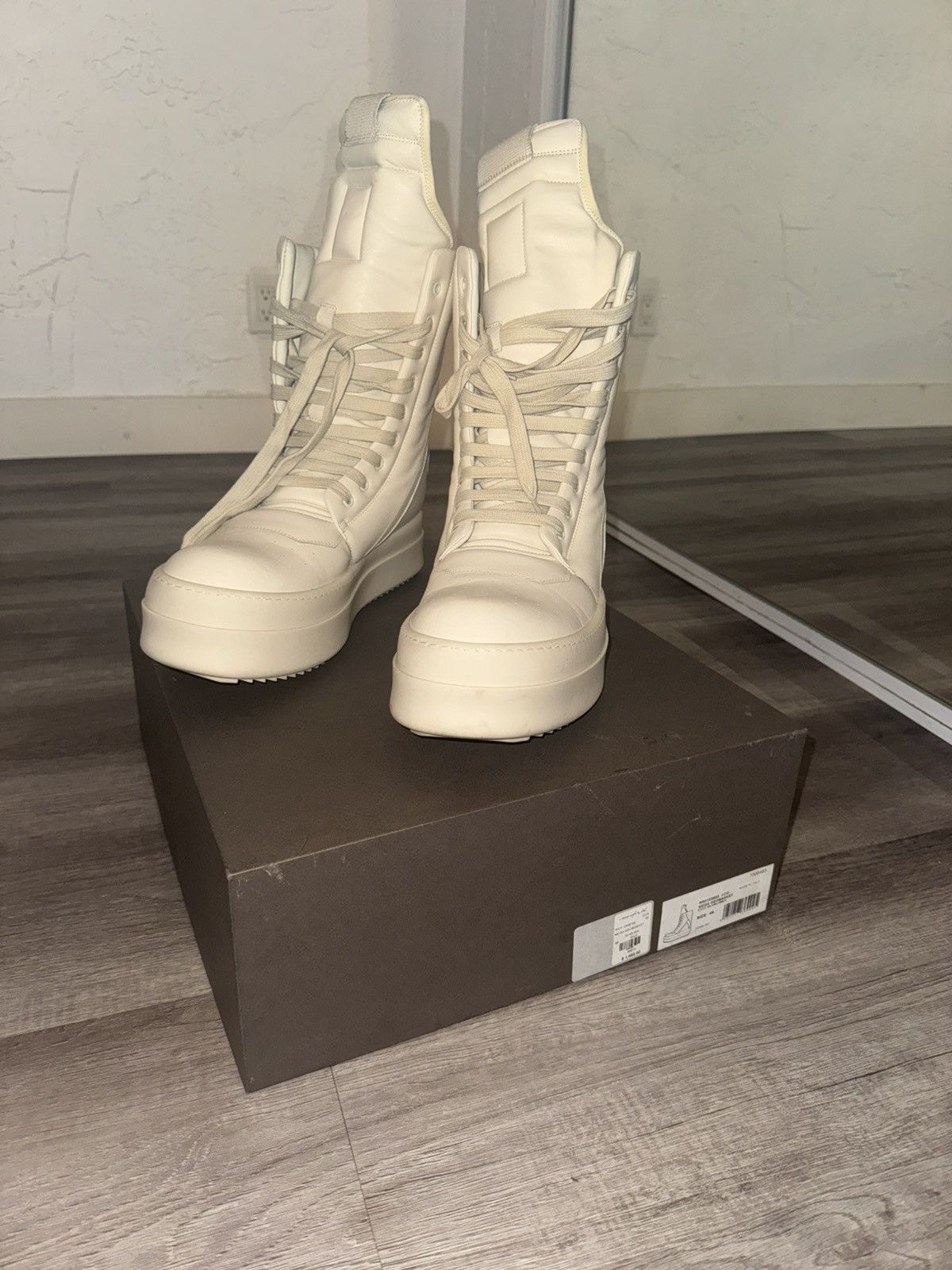 Rick Owens Rick Owens Mega Geobasket – Milk – Size 46 Size US 13 / EU 46 - 5 Thumbnail