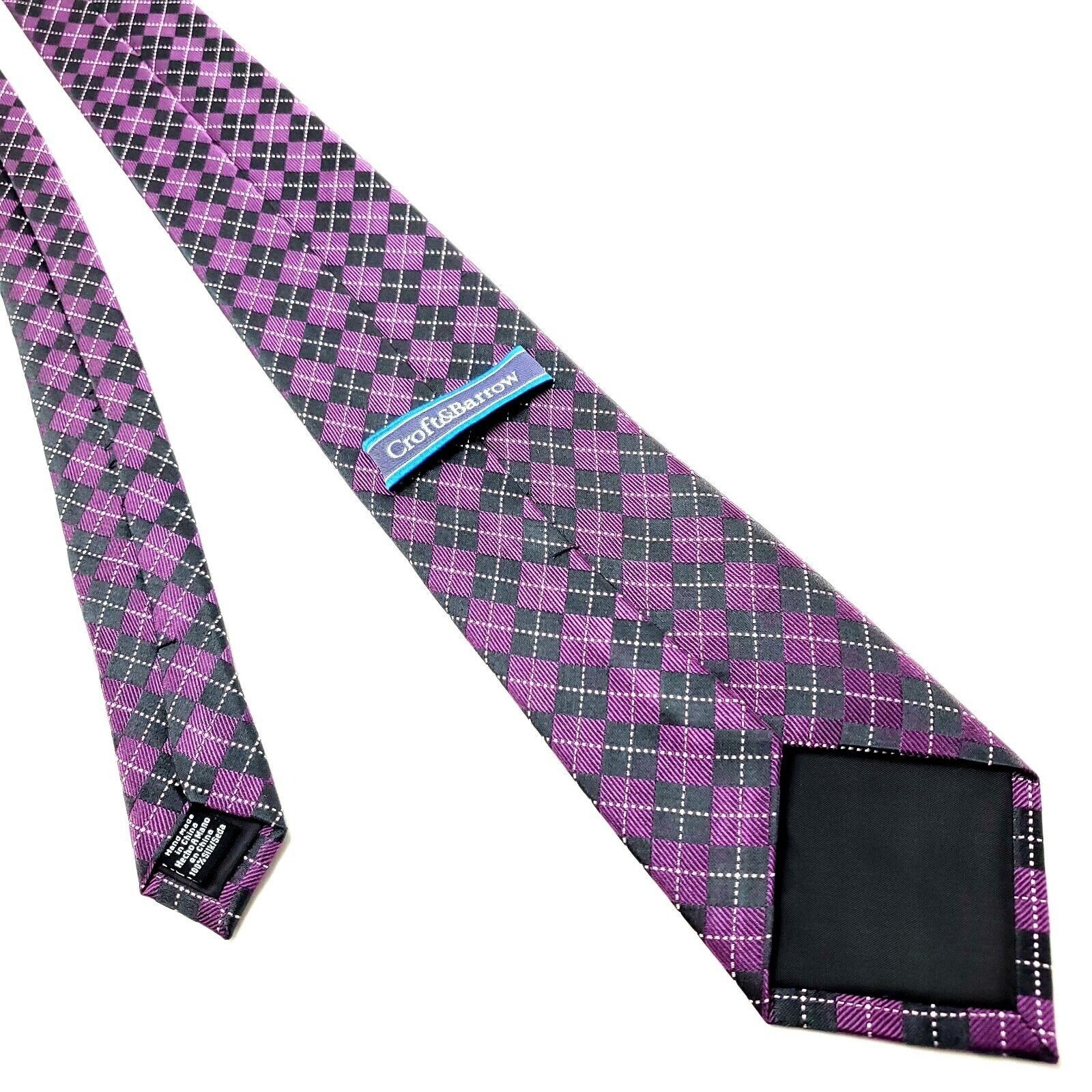 Croft & Barrow Croft & Barrow Magenta Black Silk Tie Woven Checks & Pencil Size ONE SIZE - 2 Thumbnail