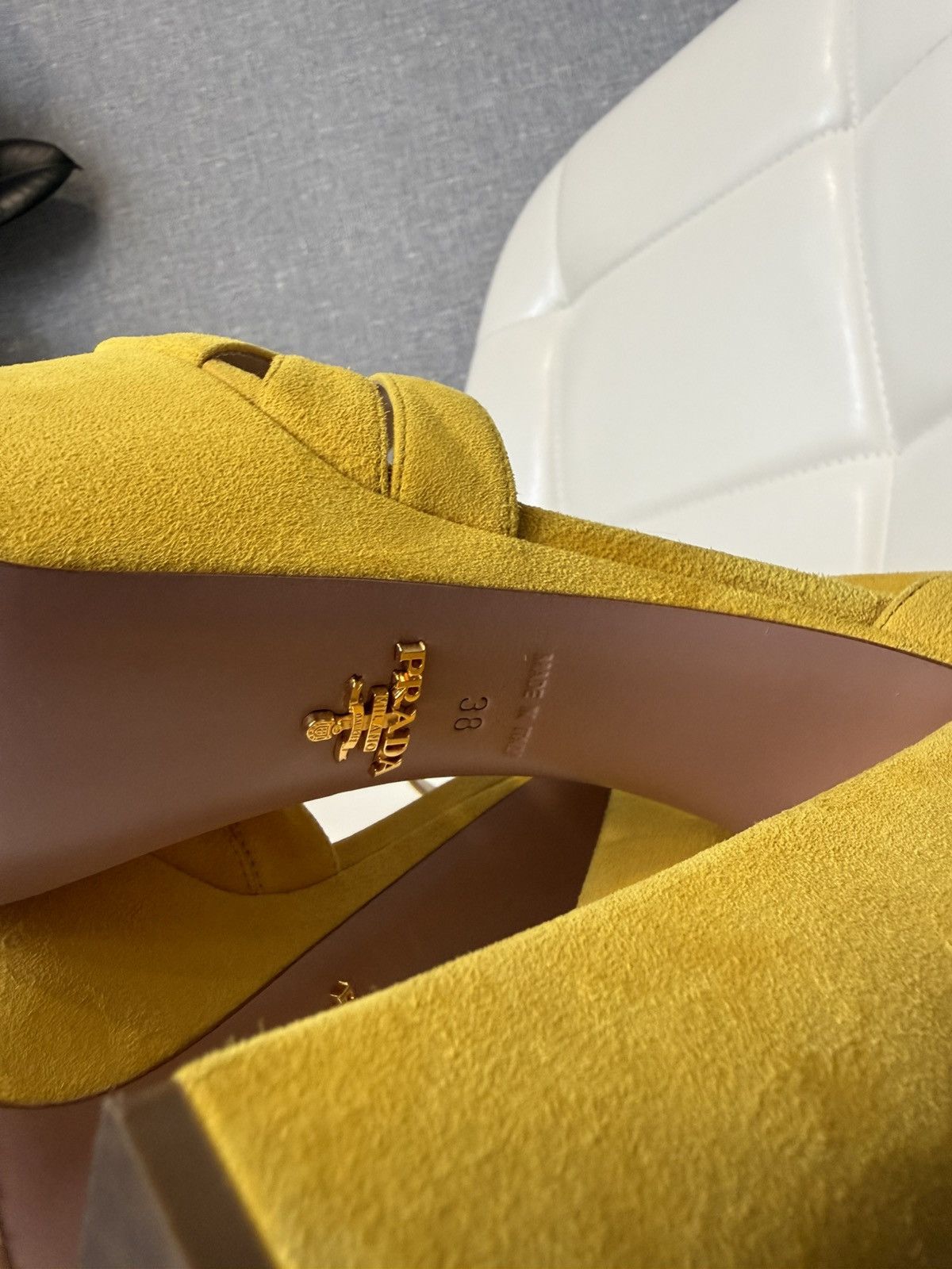 Prada Prada Yellow Suede Platform Sandals Block Heel Shoes Size 38 Size US 8 / IT 38 - 22 Thumbnail