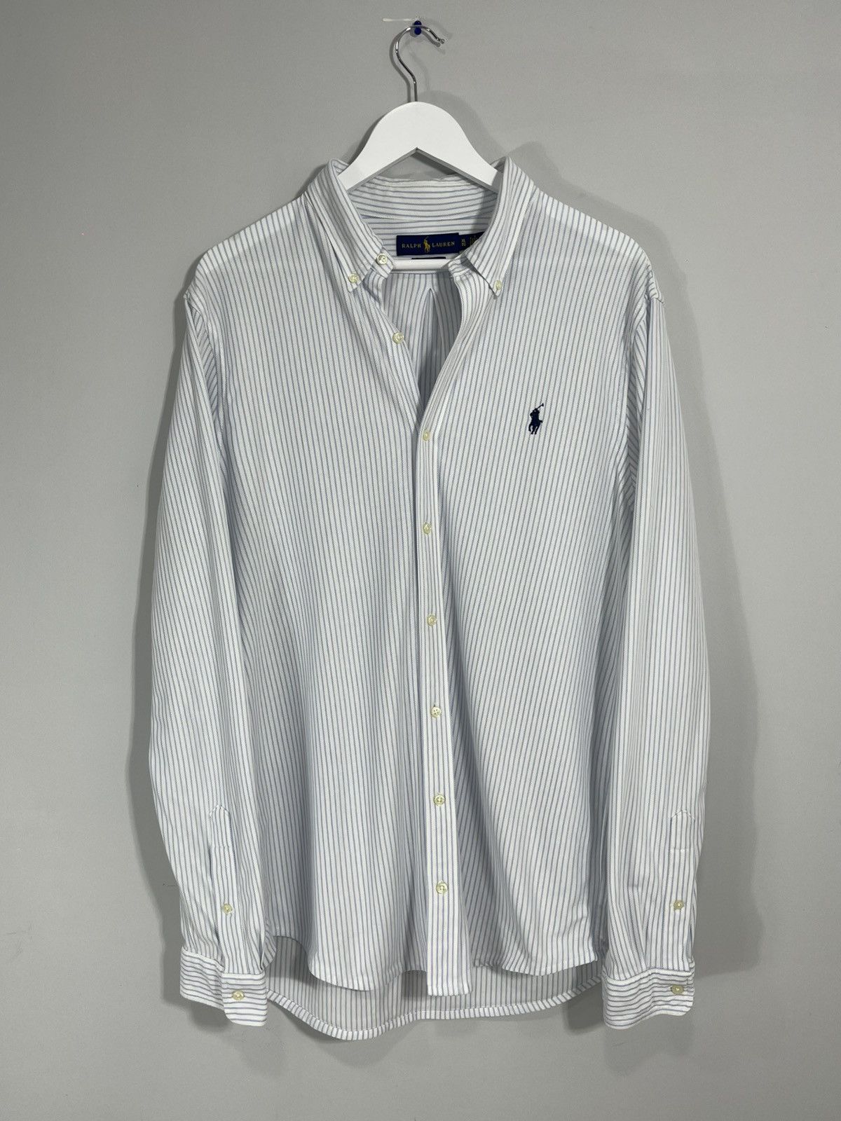 Polo Ralph Lauren Polo Ralph Lauren Knit Oxford White/Blue Striped Shirt Size US XL / EU 56 / 4 - 2 Thumbnail