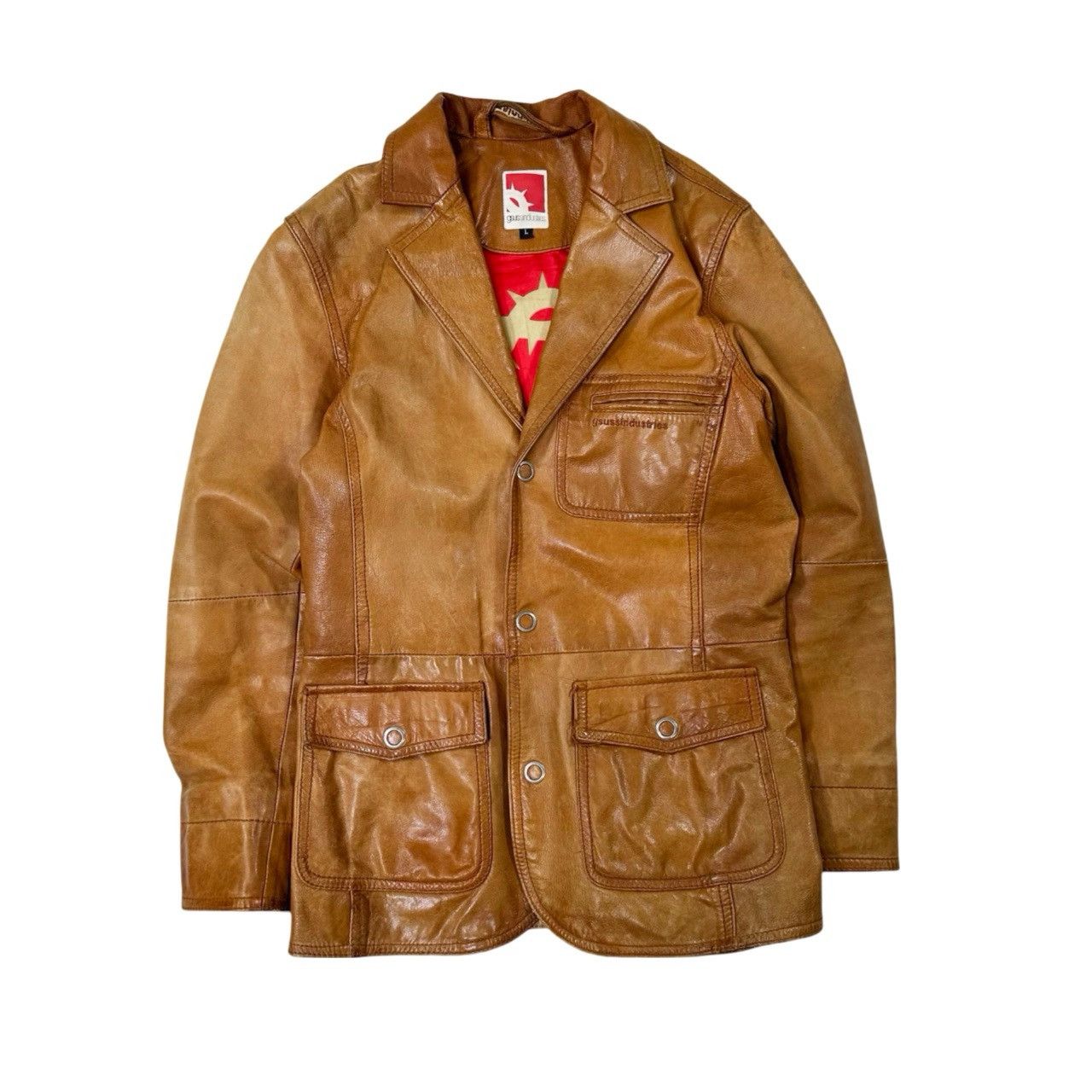 Vintage Vintage 00s Y2K Gsuss Industries Tan Leather Button Up Size US L / EU 52-54 / 3 - 1 Thumbnail