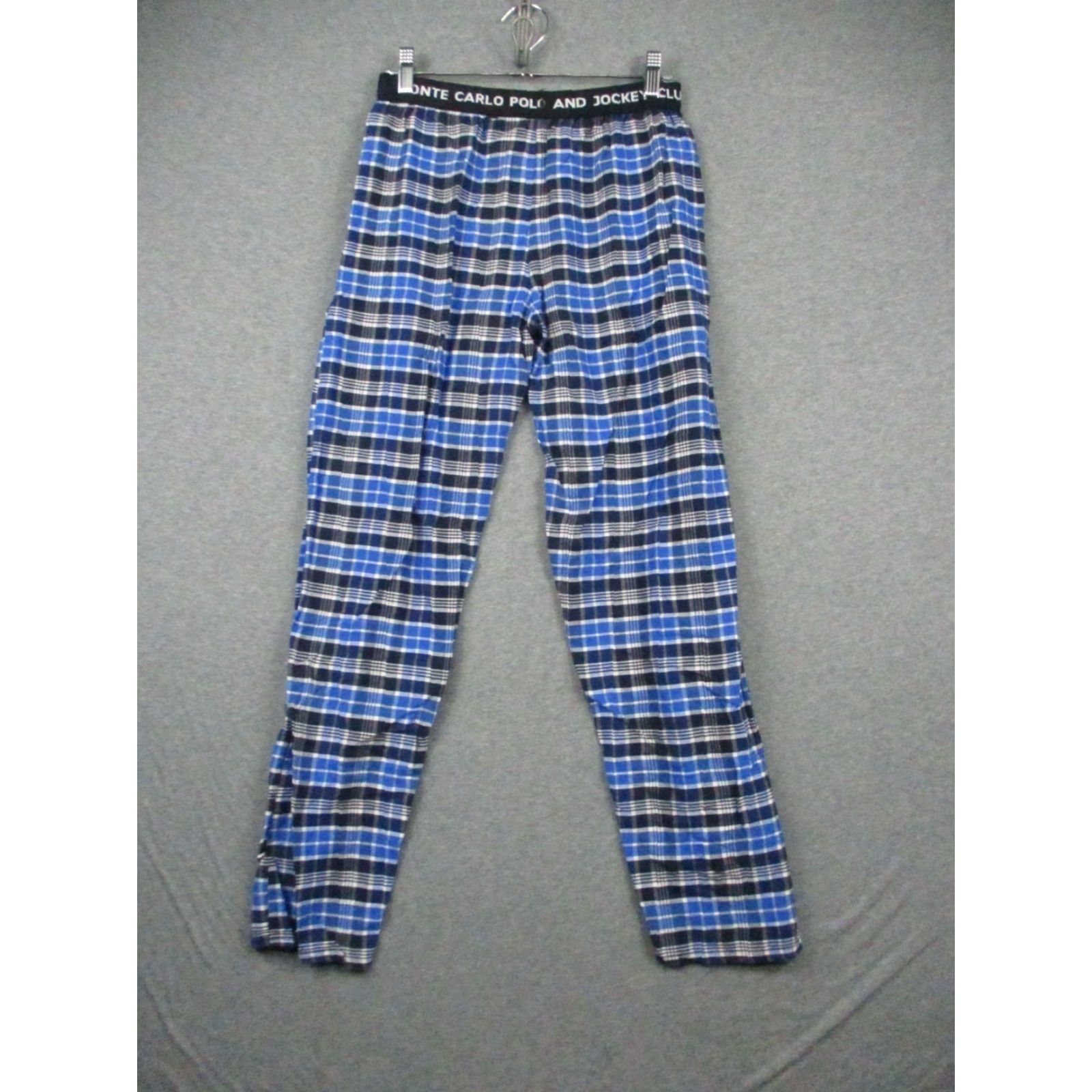 Vintage Monte Carlo Polo Pajama Pants Men Loungewear Blue Plaid Logo Cotton Regular Medium M Size US L / EU 52-54 / 3 - 7 Thumbnail