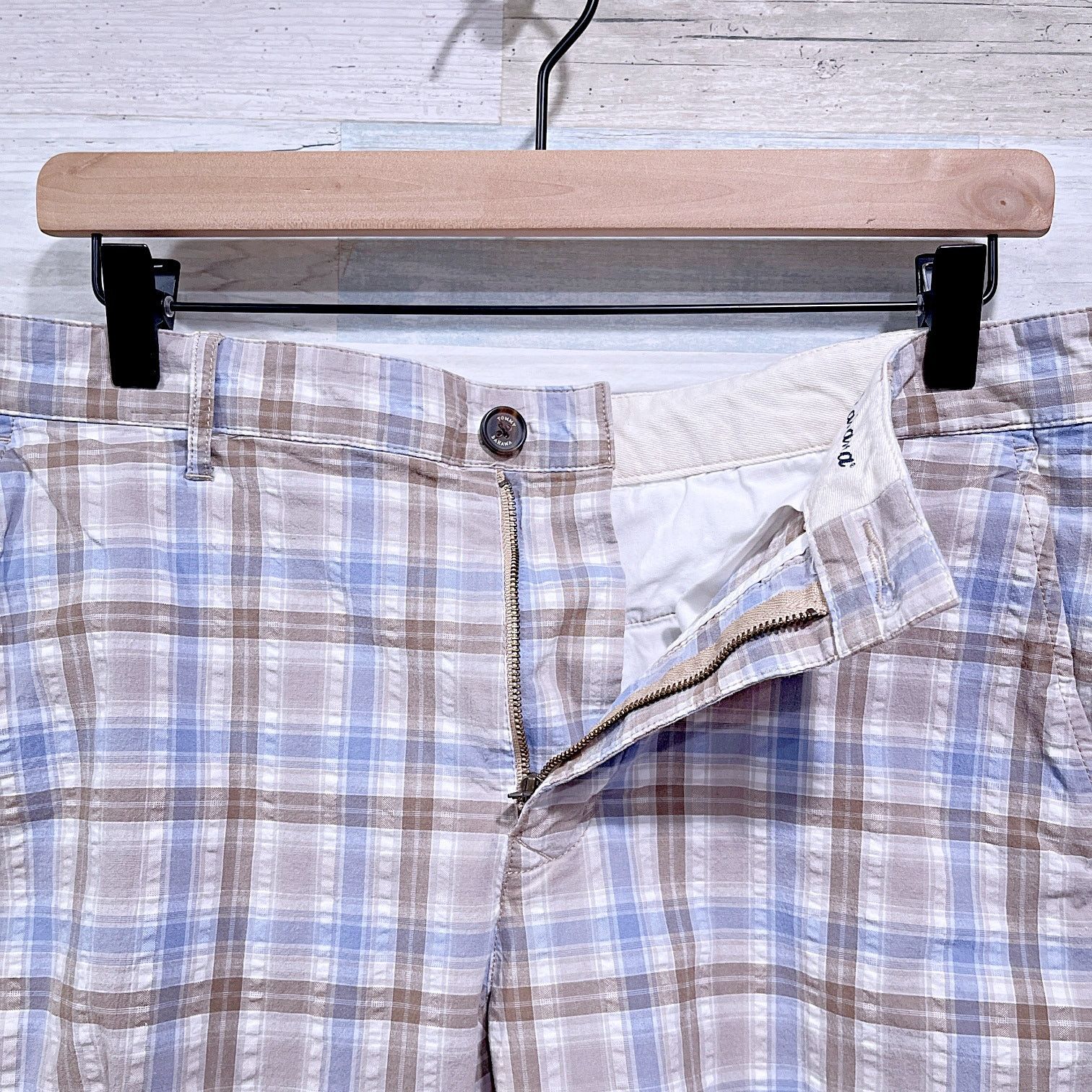 Tommy Bahama Tommy Bahama Seersucker Shorts Blue Brown Plaid Mens 33 Size US 33 - 3 Thumbnail