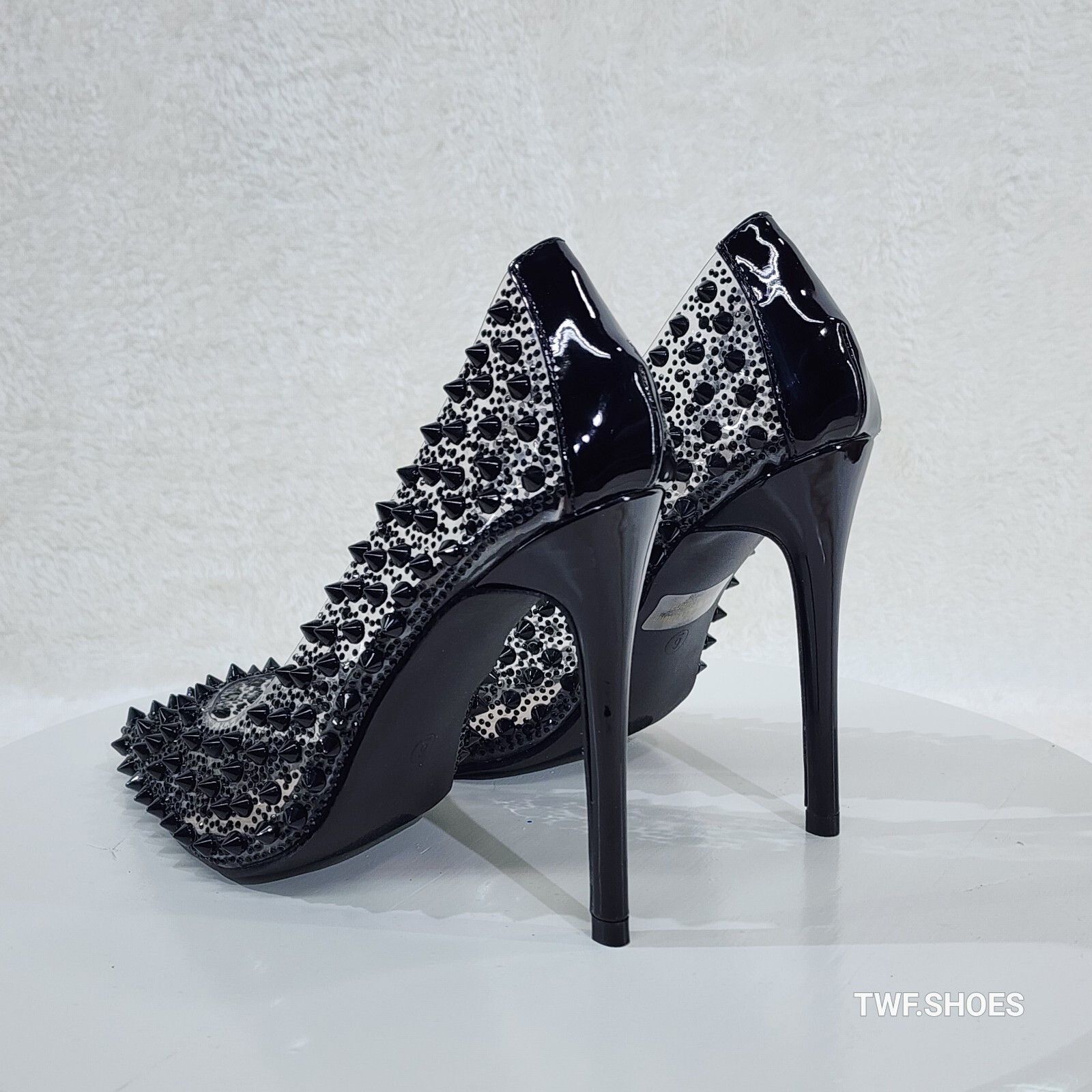 Other Spicy Stiletto PVC Clear Pumps Black Studs & Rhinestone Pump Size US 9 / IT 39 - 7 Thumbnail