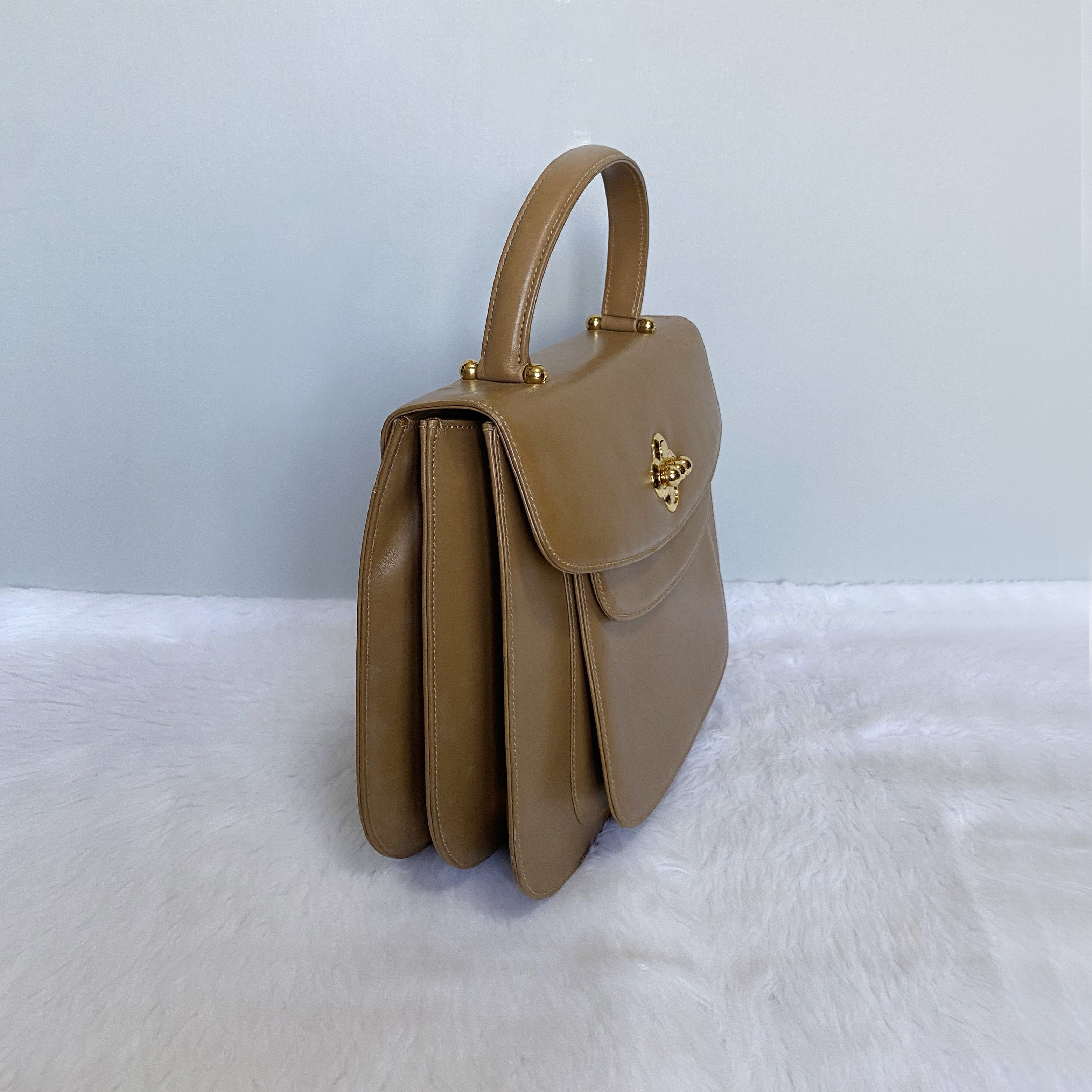 Paloma Picasso Vintage Tan Brown Leather Top Handle Bag Size ONE SIZE - 2 Thumbnail