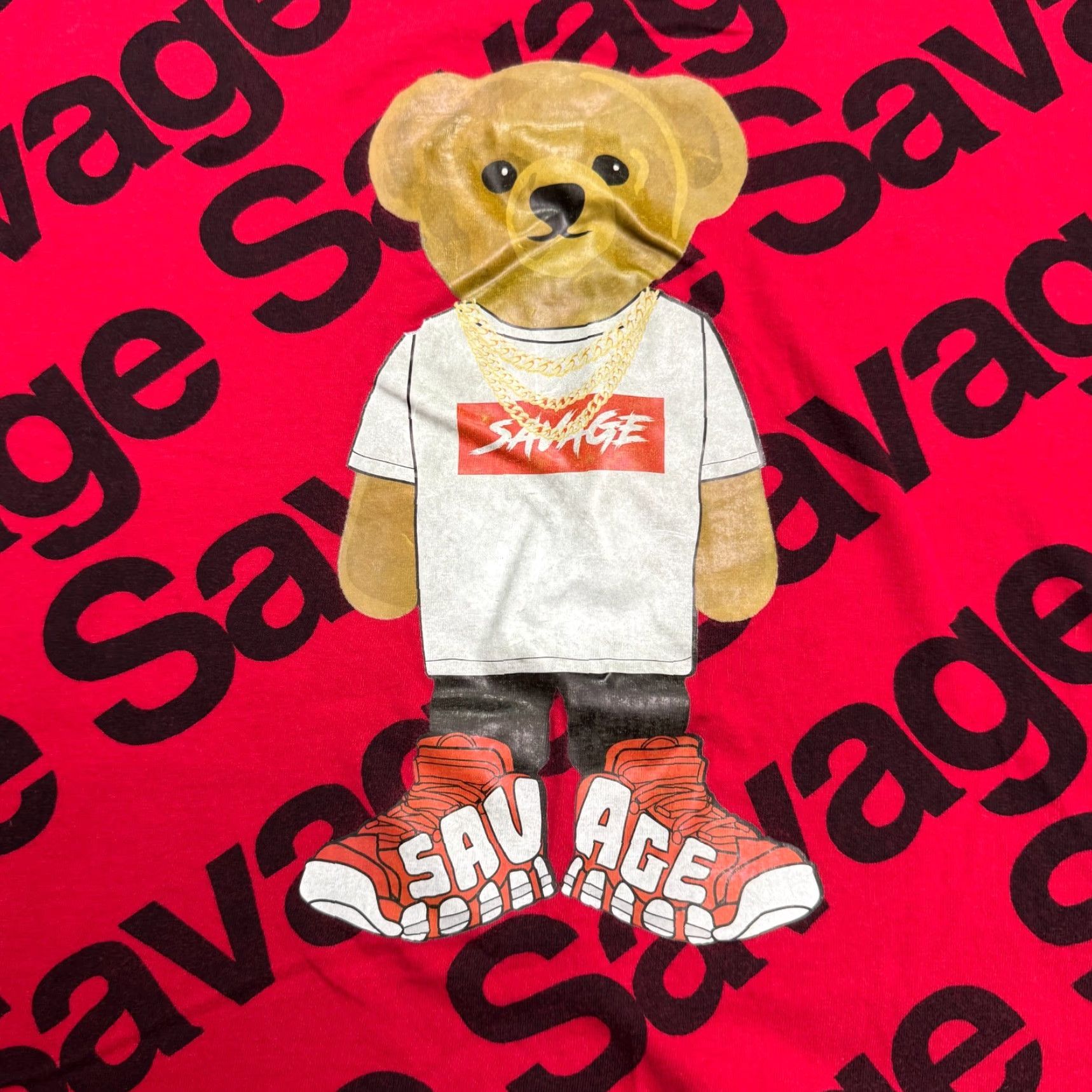 Gloverall Prime Threads T-Shirt Mens 2XL Red Savage Bear Graphic Tee Short Sleeve Crew Neck Streetwear Size US XXL / EU 58 / 5 - 3 Thumbnail
