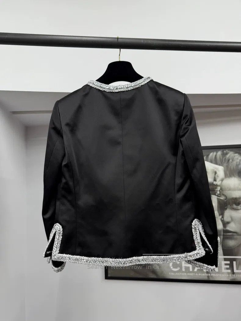 Chanel Chanel Roof series black silk silver rolled coat Size XS / US 0-2 / IT 36-38 - 3 Thumbnail