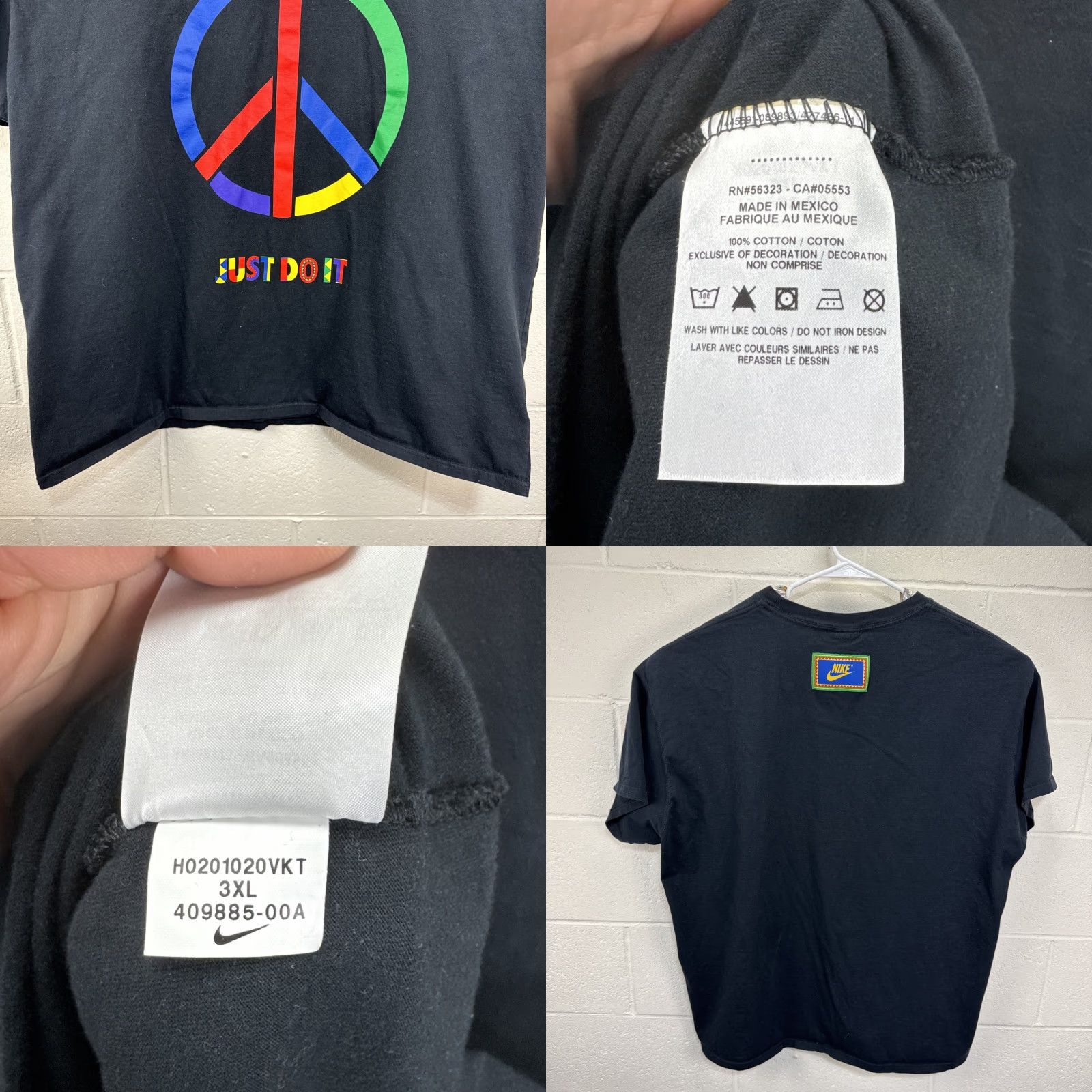 Nike Nike T Shirt Mens 3XL Black Peace Graphic Urban Jungle Gym Pack Crew Neck Short Sleeve Size US XXL / EU 58 / 5 - 8 Thumbnail