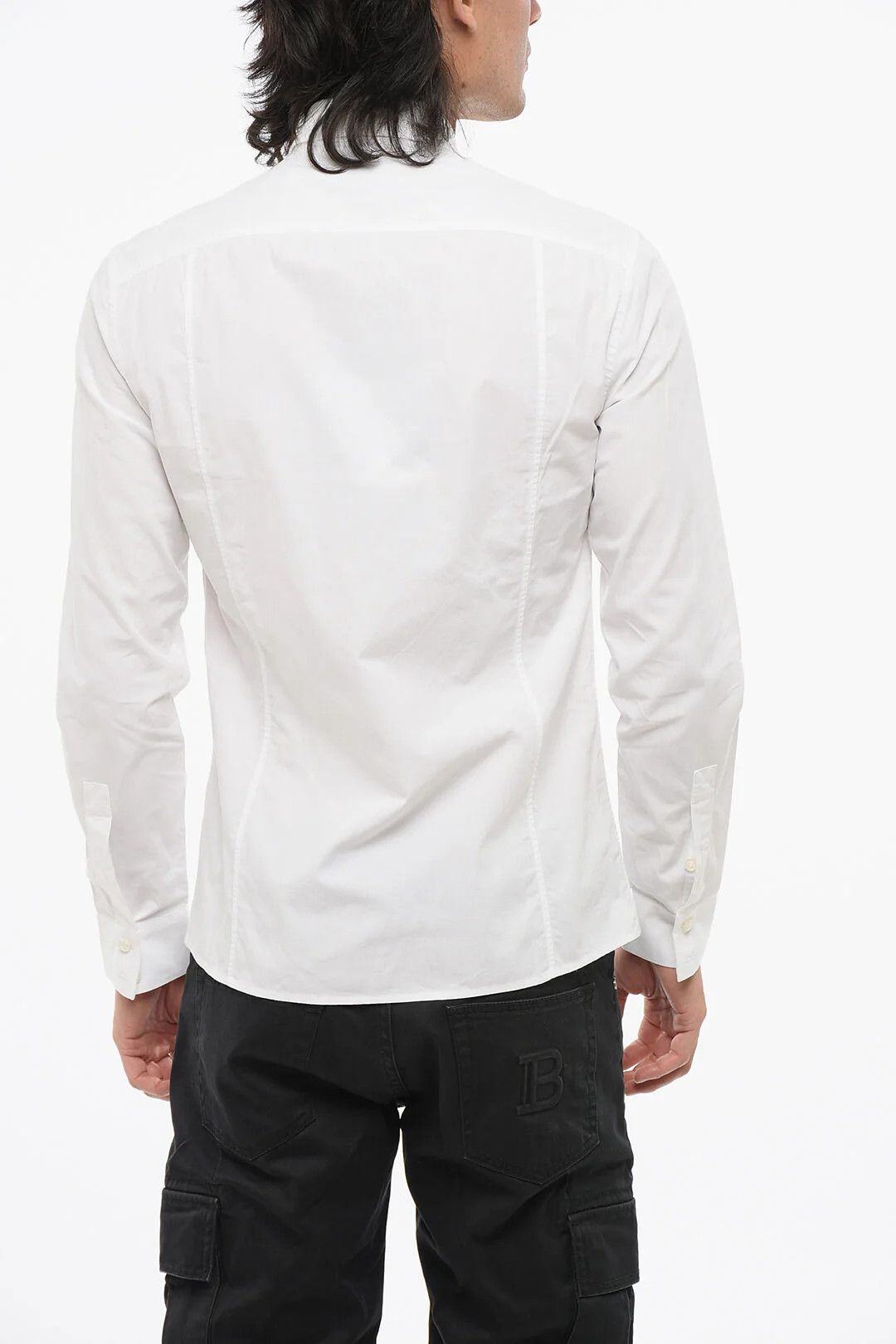 Balmain og1mm0326 Cotton Poplin Shirt in White Size US S / EU 44-46 / 1 - 2 Thumbnail