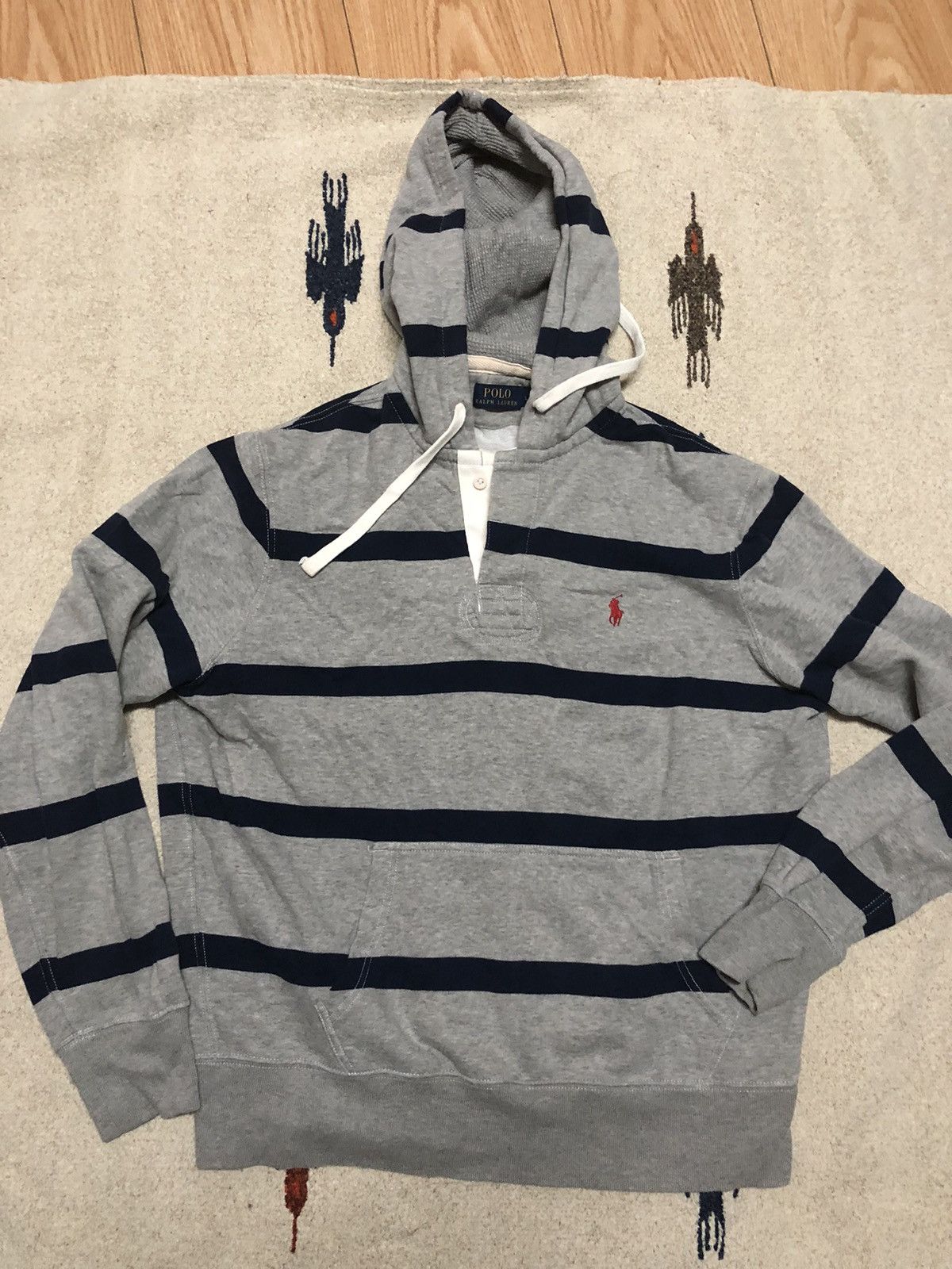 Polo Ralph Lauren × Ralph Lauren × Vintage Ralph Lauren striped Rugby Polo White Oversized Hoodie Size US L / EU 52-54 / 3 - 1 Thumbnail