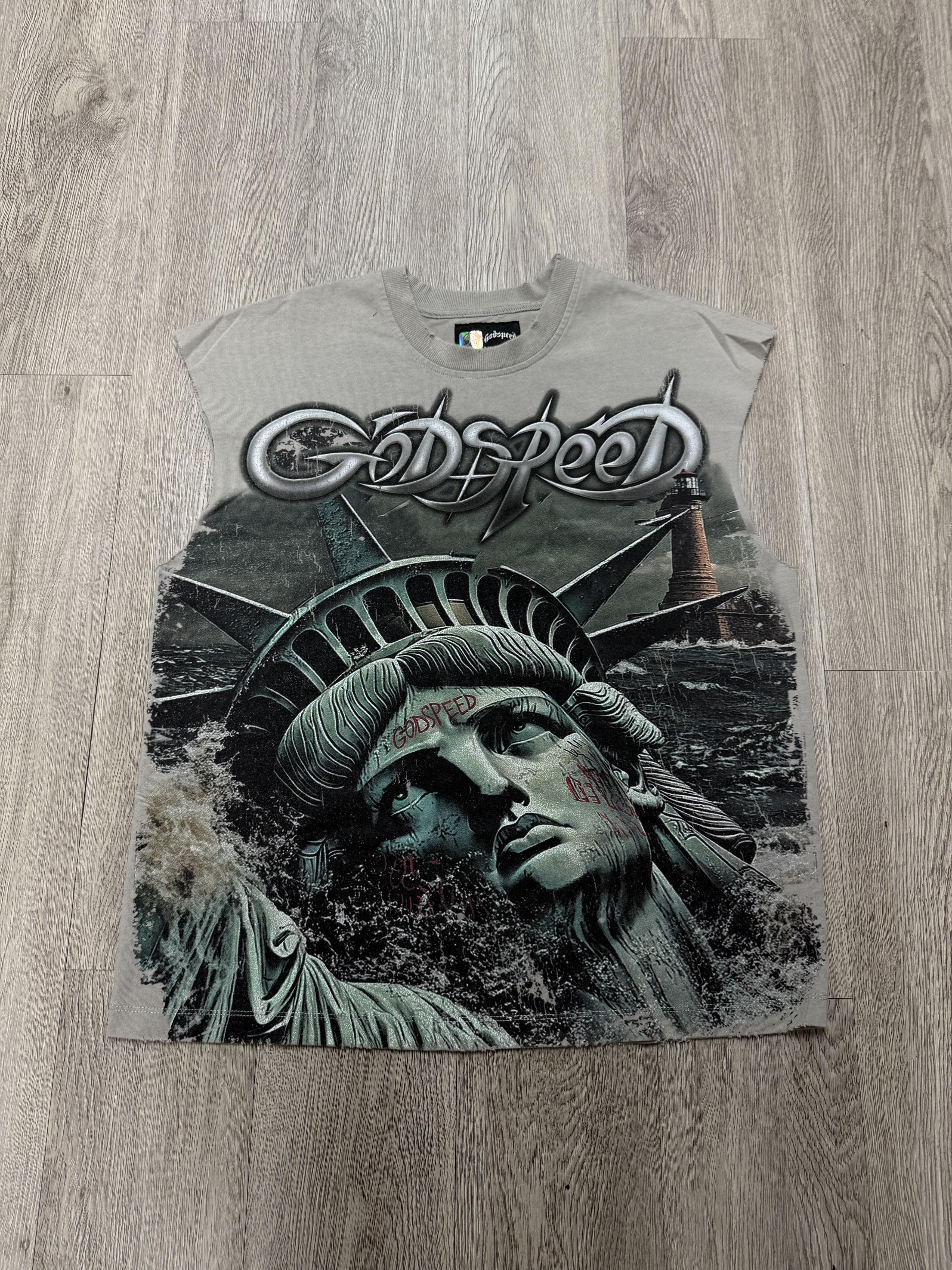 Godspeed Godspeed "Sunken Liberty 2" Slate Grey Sleeveless Tee Size US XL / EU 56 / 4 - 1 Thumbnail