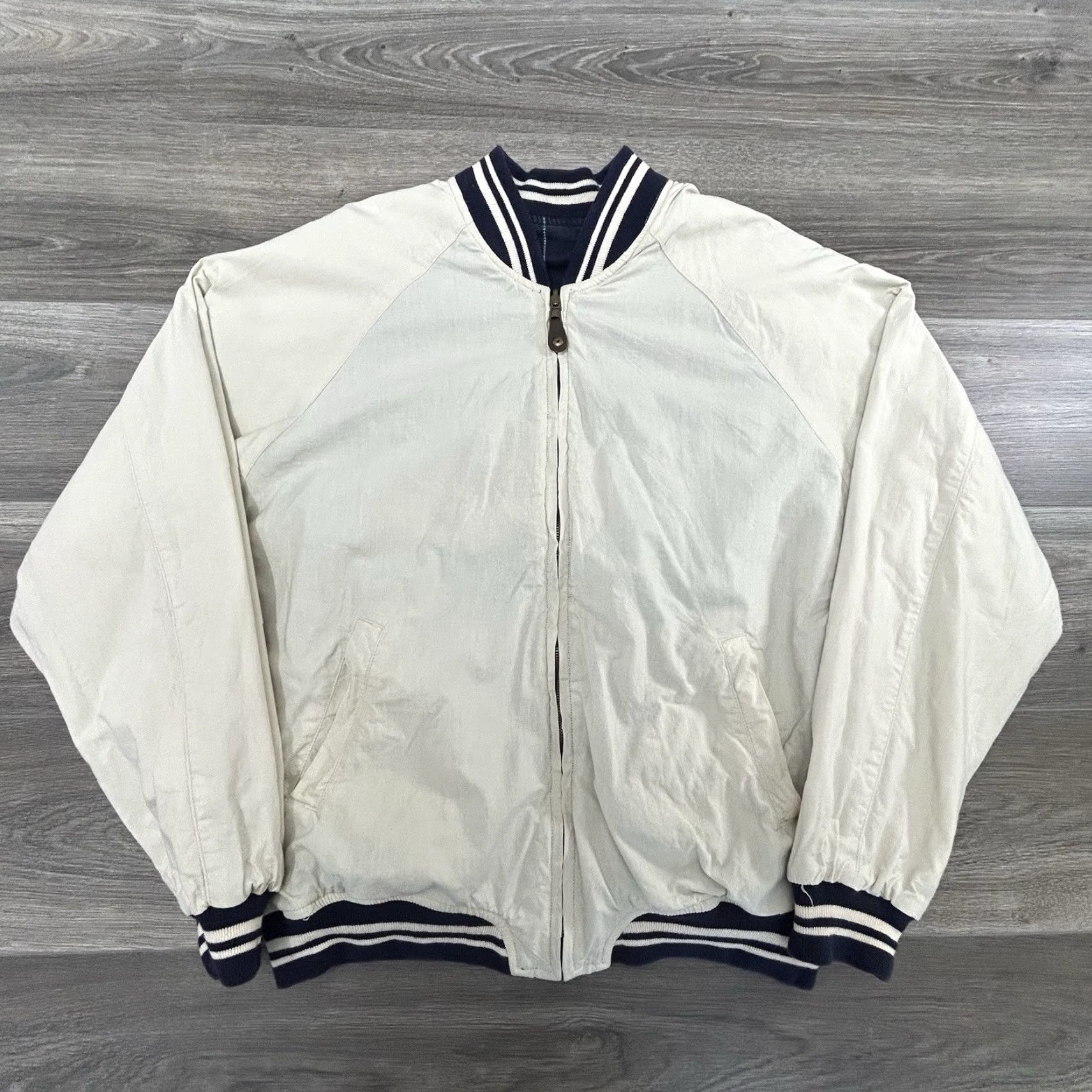 VINTAGE Coca-Cola Varsity Bomber Jacket Unisex Adults XL Multicolor Striped Reversible 80s 90s Sports Jacket