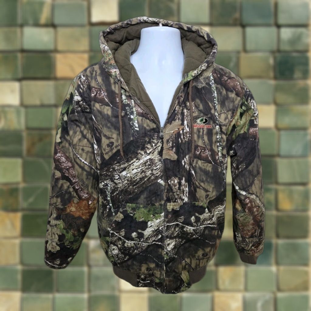 Mossy Oak Jacket Camouflage Hunting Full Zip Green Large Camo Mossy Oak Outdoors 90s Mens