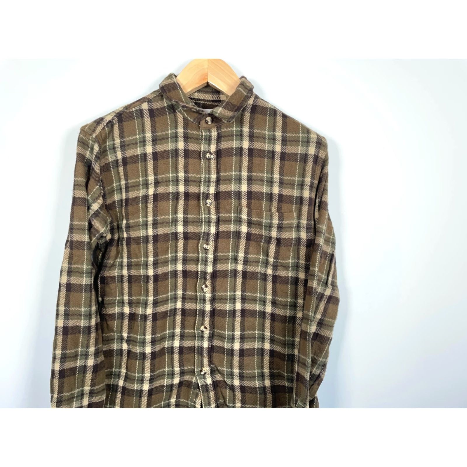 Corridor Corridor Shirt Men's Medium Flannel Brown Green Plaid Heavyweight Cotton 90s Grunge Retro Casual Workwear Button-Up Collar Long Sleeve Size US M / EU 48-50 / 2 - 4 Thumbnail