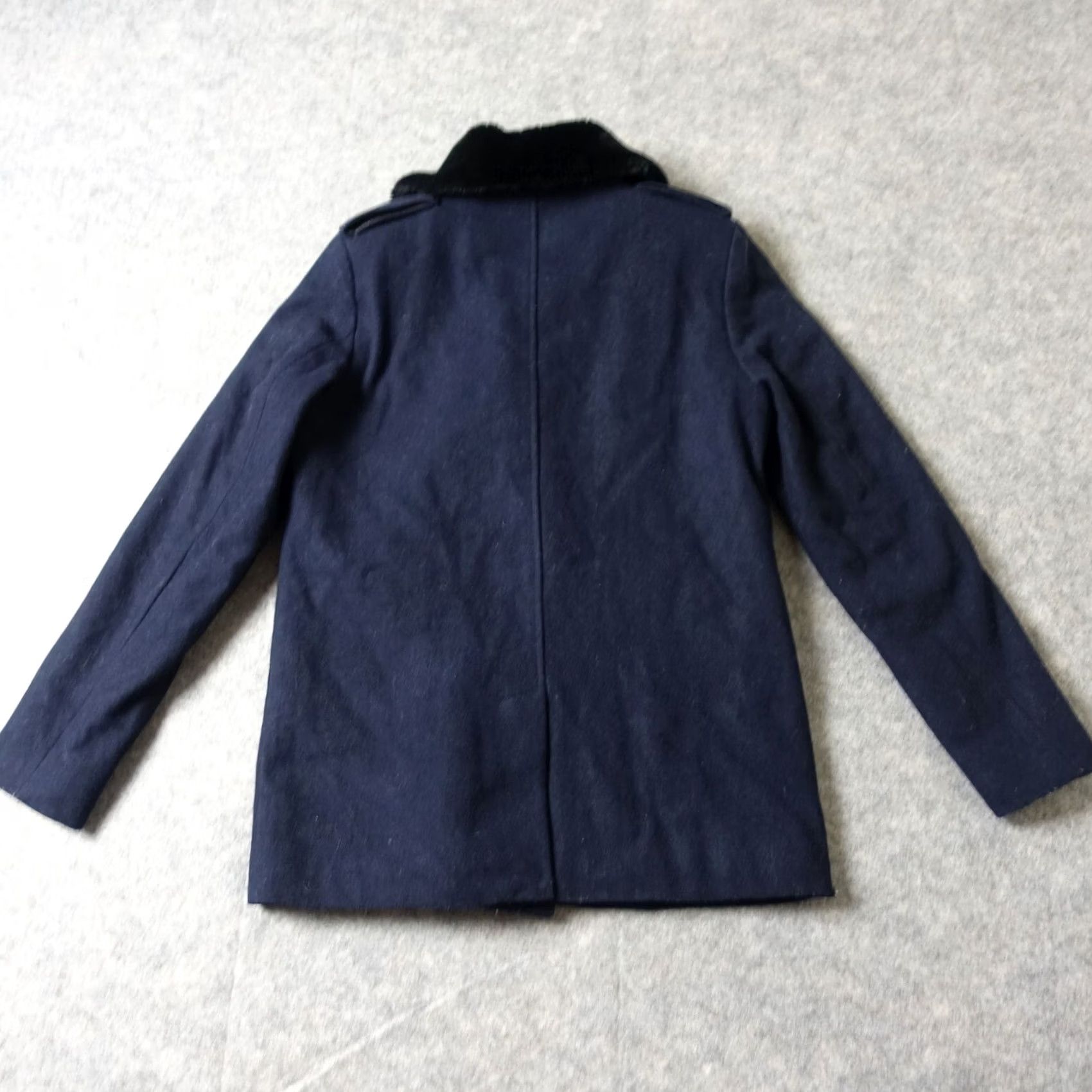 H&M H&M Coat Womens 4 Blue Wool Faux Fur Collar Moto Style Pea Jacket Classic Soft Coat Jacket Motorcycle Biker Classic Size S / US 4 / IT 40 - 5 Thumbnail