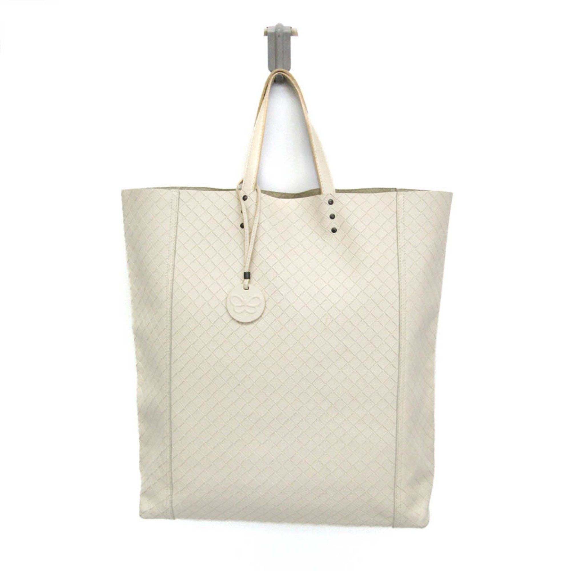 Bottega Veneta Intrecciomirage Women's Leather Handbag,tote Bag Off-White